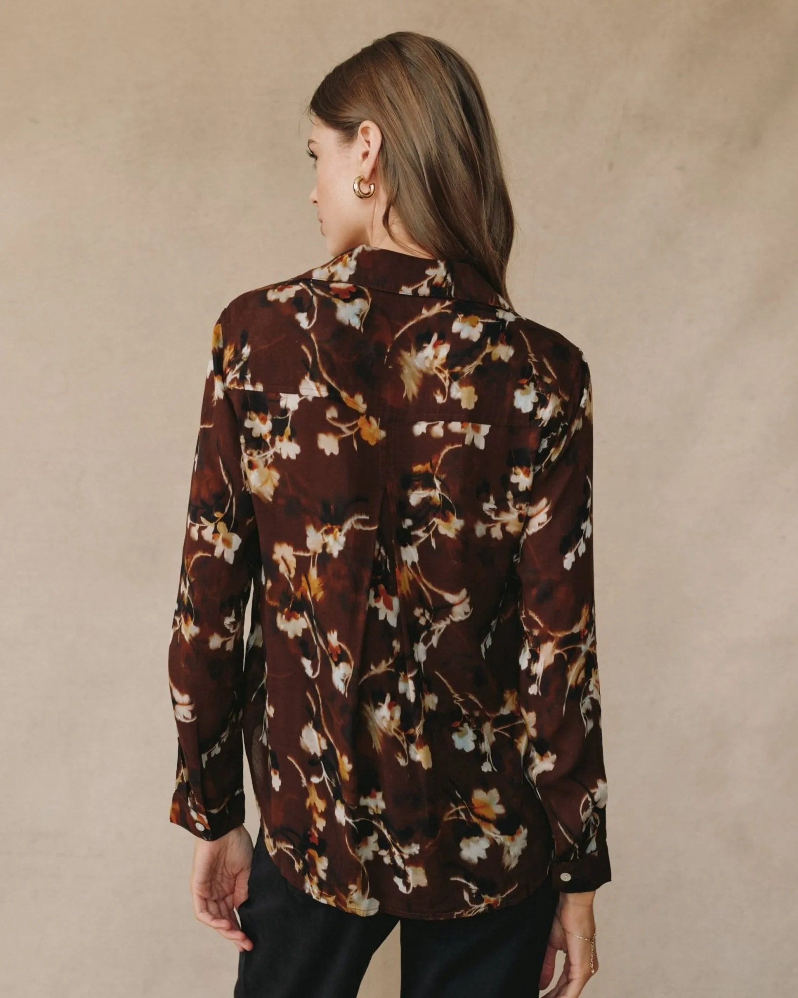 Button Down Shirt - Blurred Blooms Print sold by Bella Dahl product image thumbnail 3