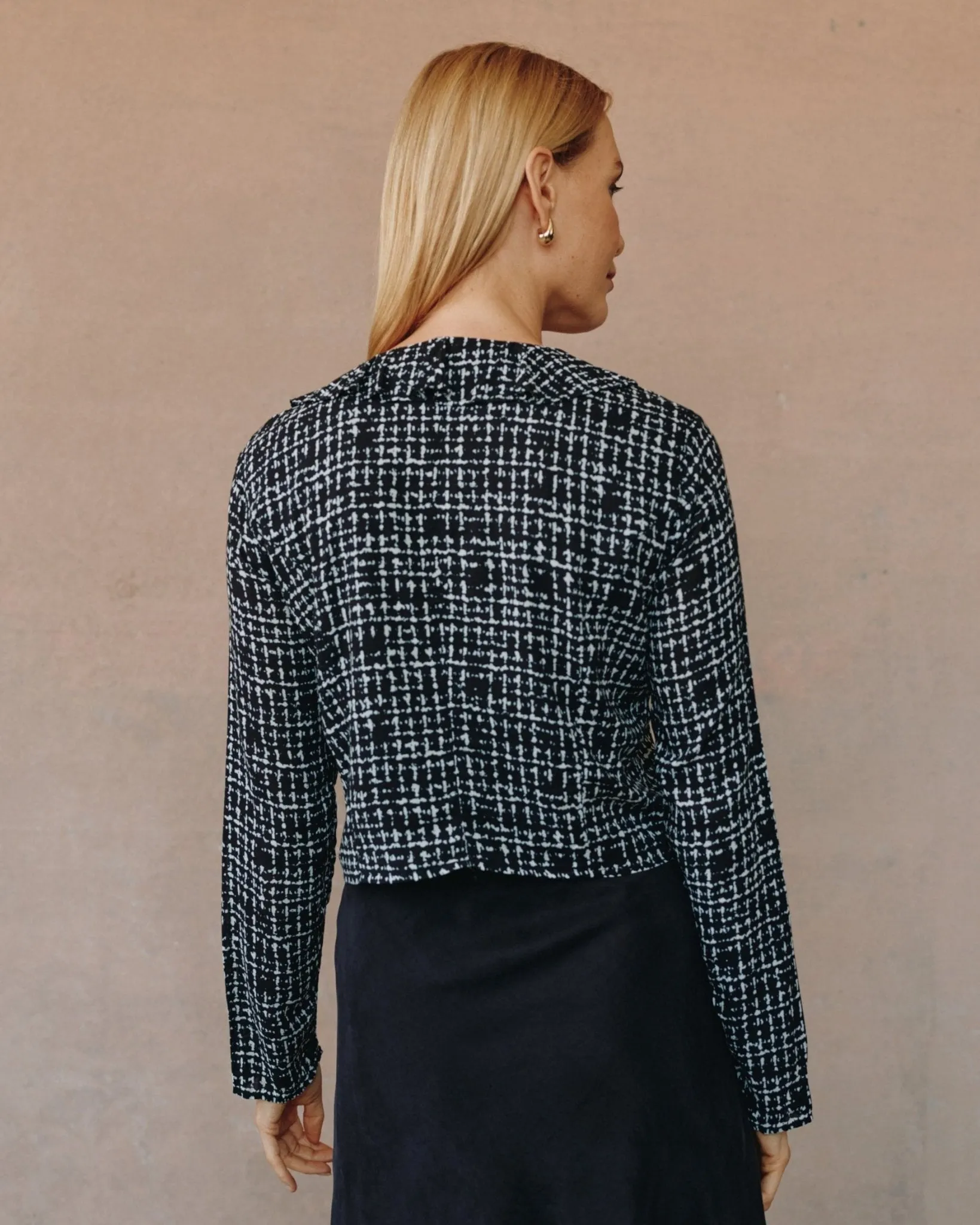 Long Sleeve Ruffle Top - Grid Print sold by Bella Dahl product image thumbnail 5