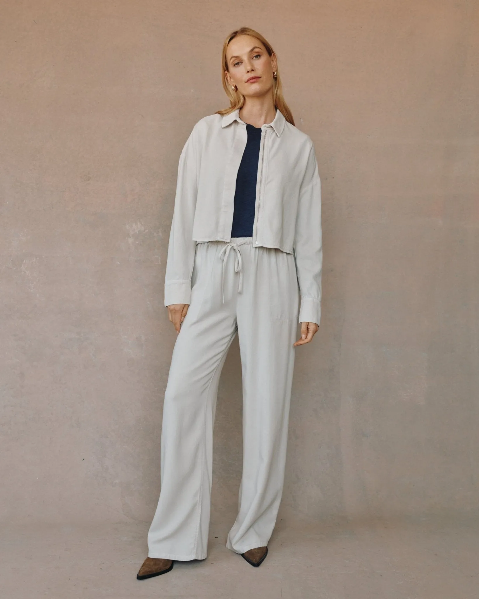 Oversized Cropped Shacket - Ivory Smoke sold by Bella Dahl