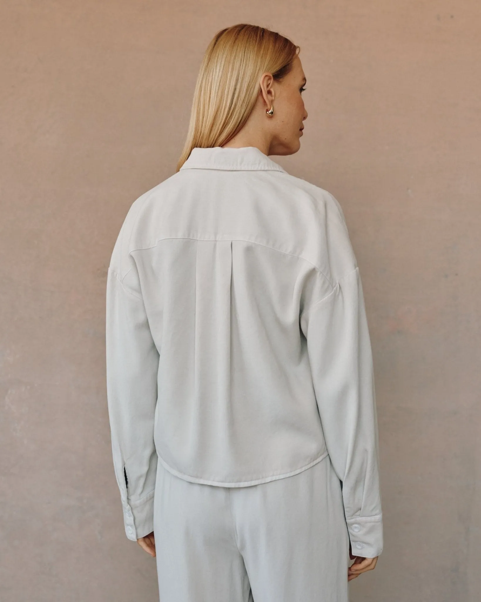 Oversized Cropped Shacket - Ivory Smoke sold by Bella Dahl product image thumbnail 5