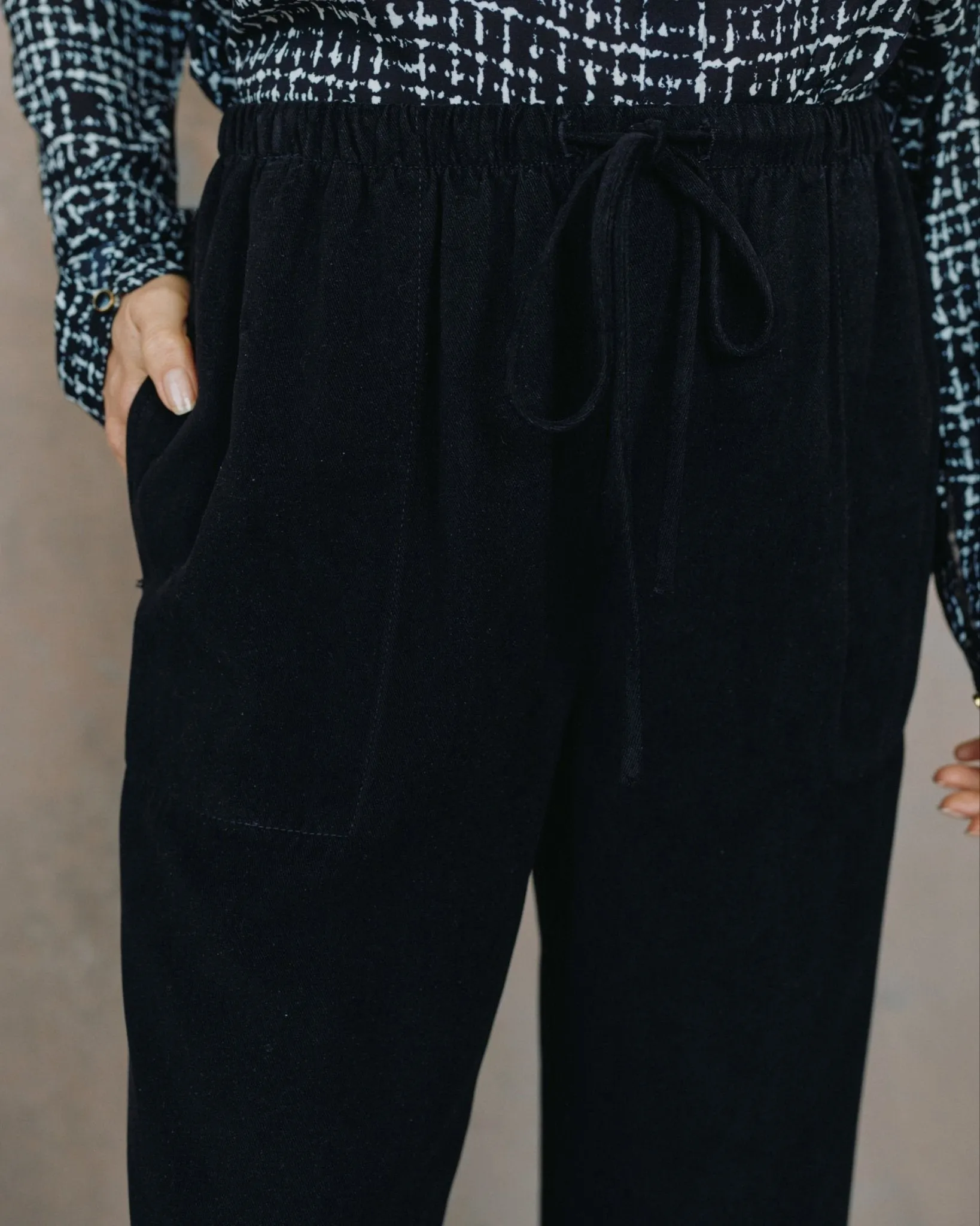 Kylie Wide Leg With Drawstring - Black sold by Bella Dahl product image thumbnail 5