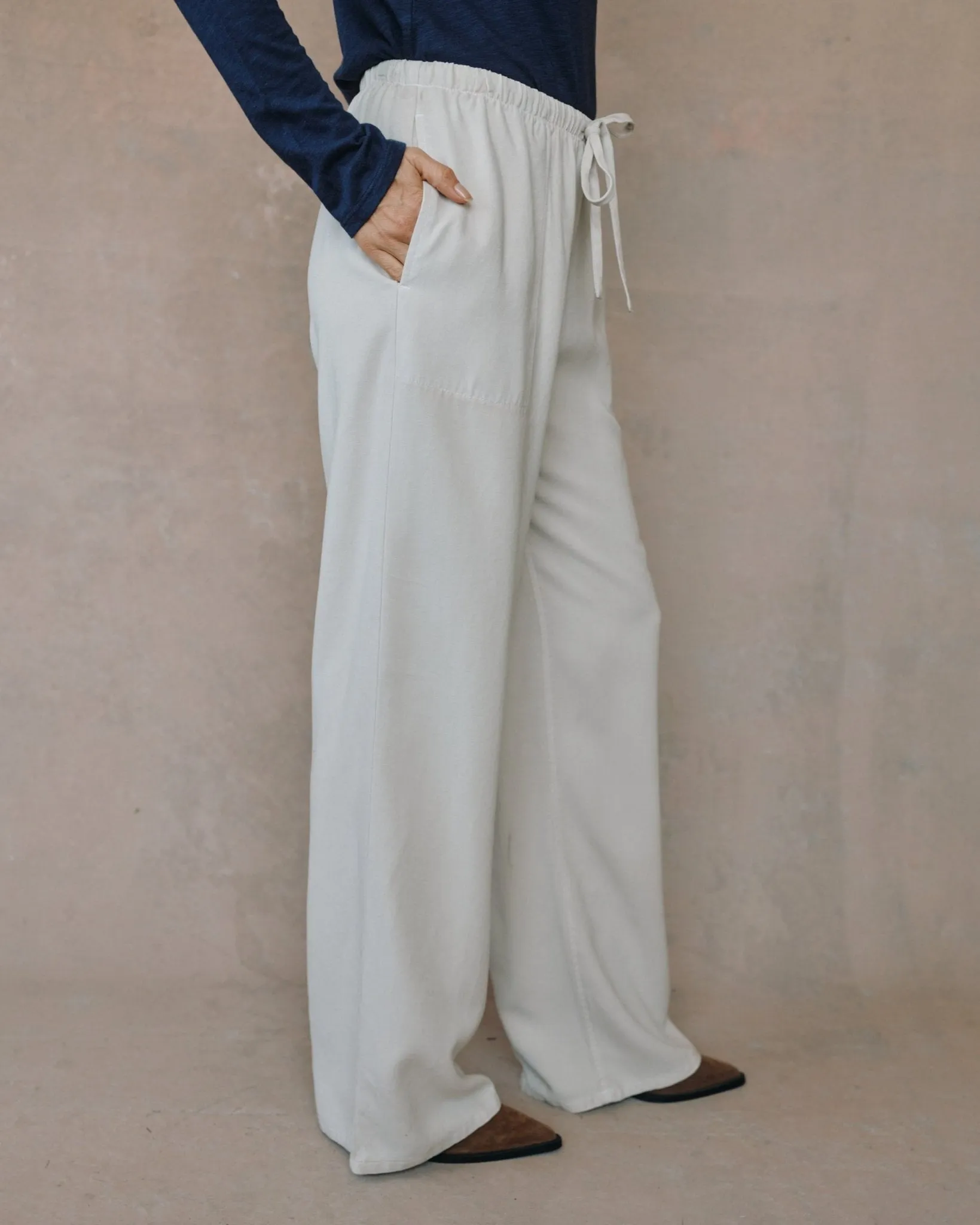 Kylie Wide Leg With Drawstring - Ivory Smoke sold by Bella Dahl product image thumbnail 3