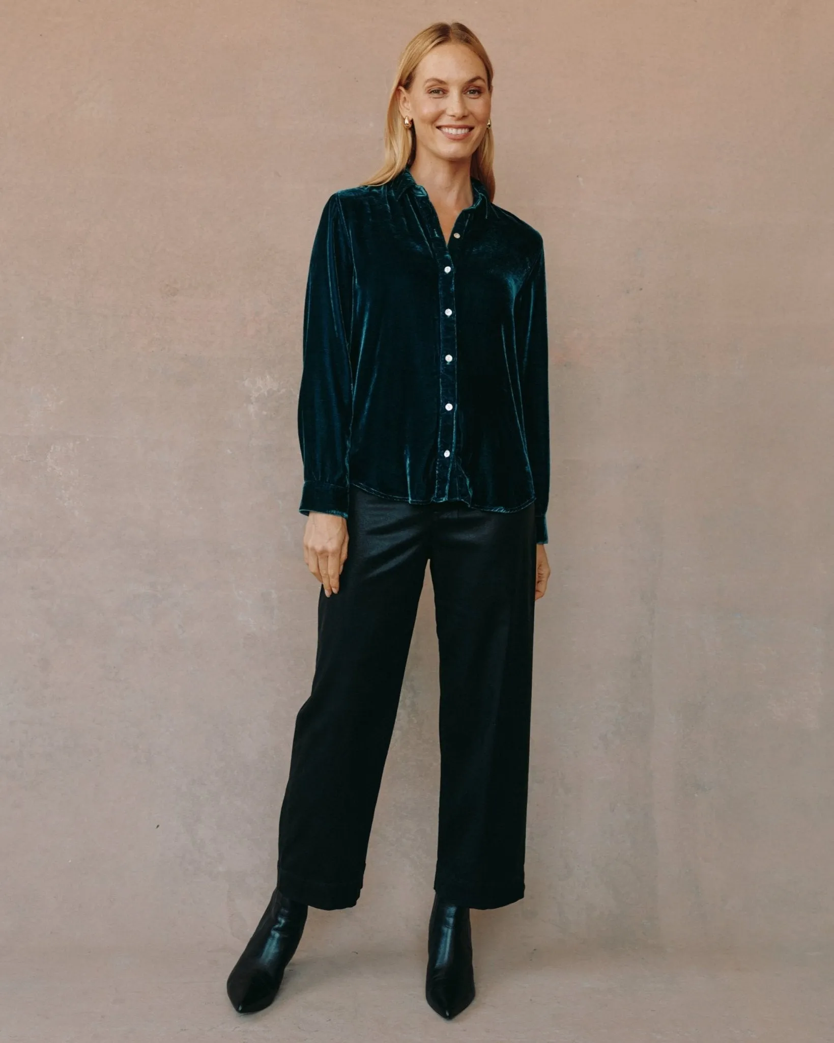 Long Sleeve Classic Shirt - Harbor Teal sold by Bella Dahl