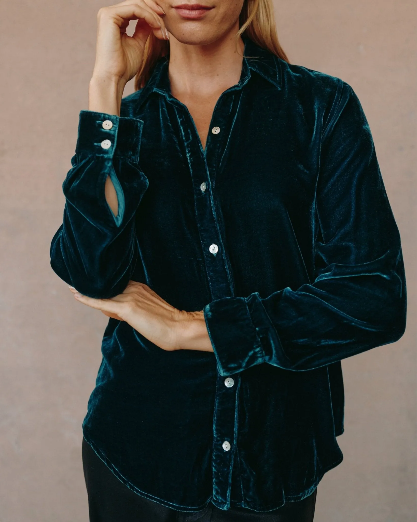 Long Sleeve Classic Shirt - Harbor Teal sold by Bella Dahl product image thumbnail 5