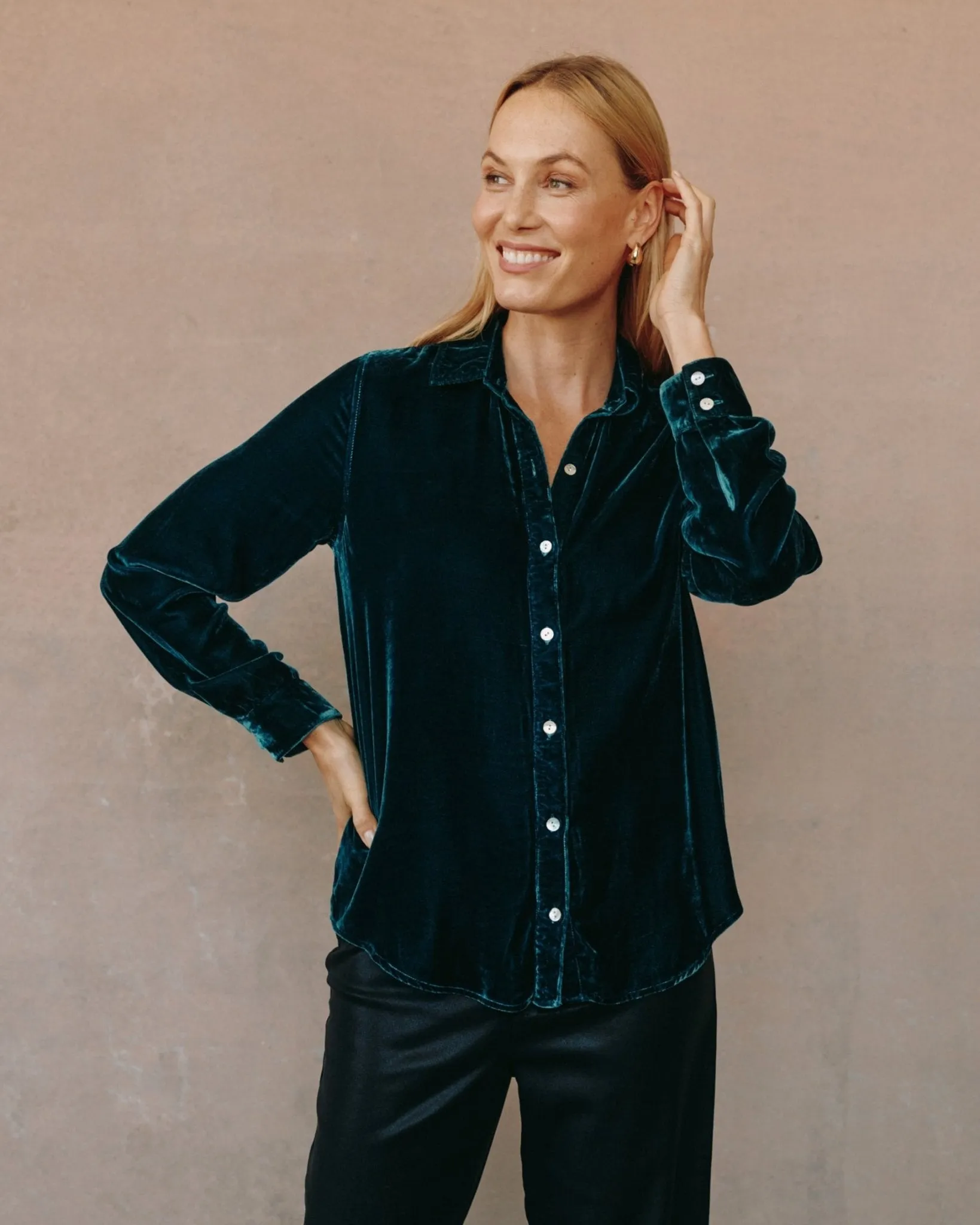 Long Sleeve Classic Shirt - Harbor Teal sold by Bella Dahl product image thumbnail 2