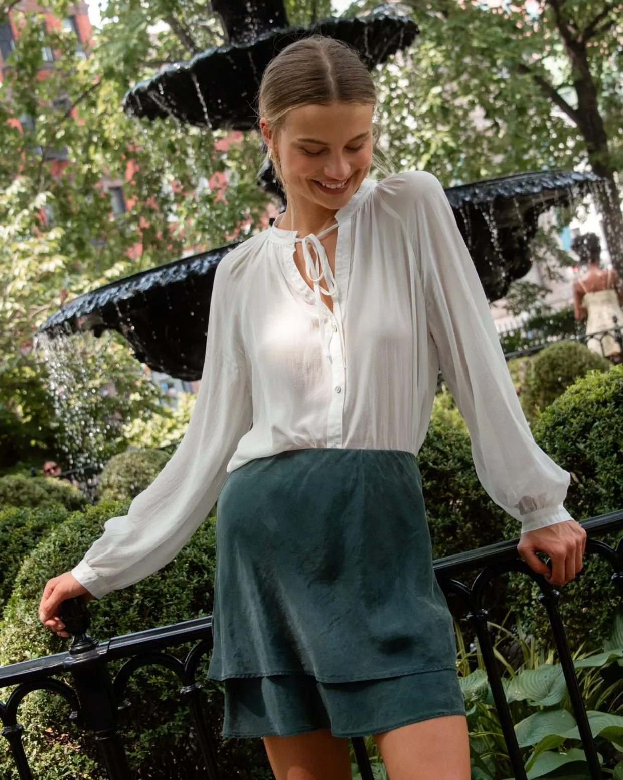 Full Sleeve Raglan Button Down - Sheer Ivory sold by Bella Dahl