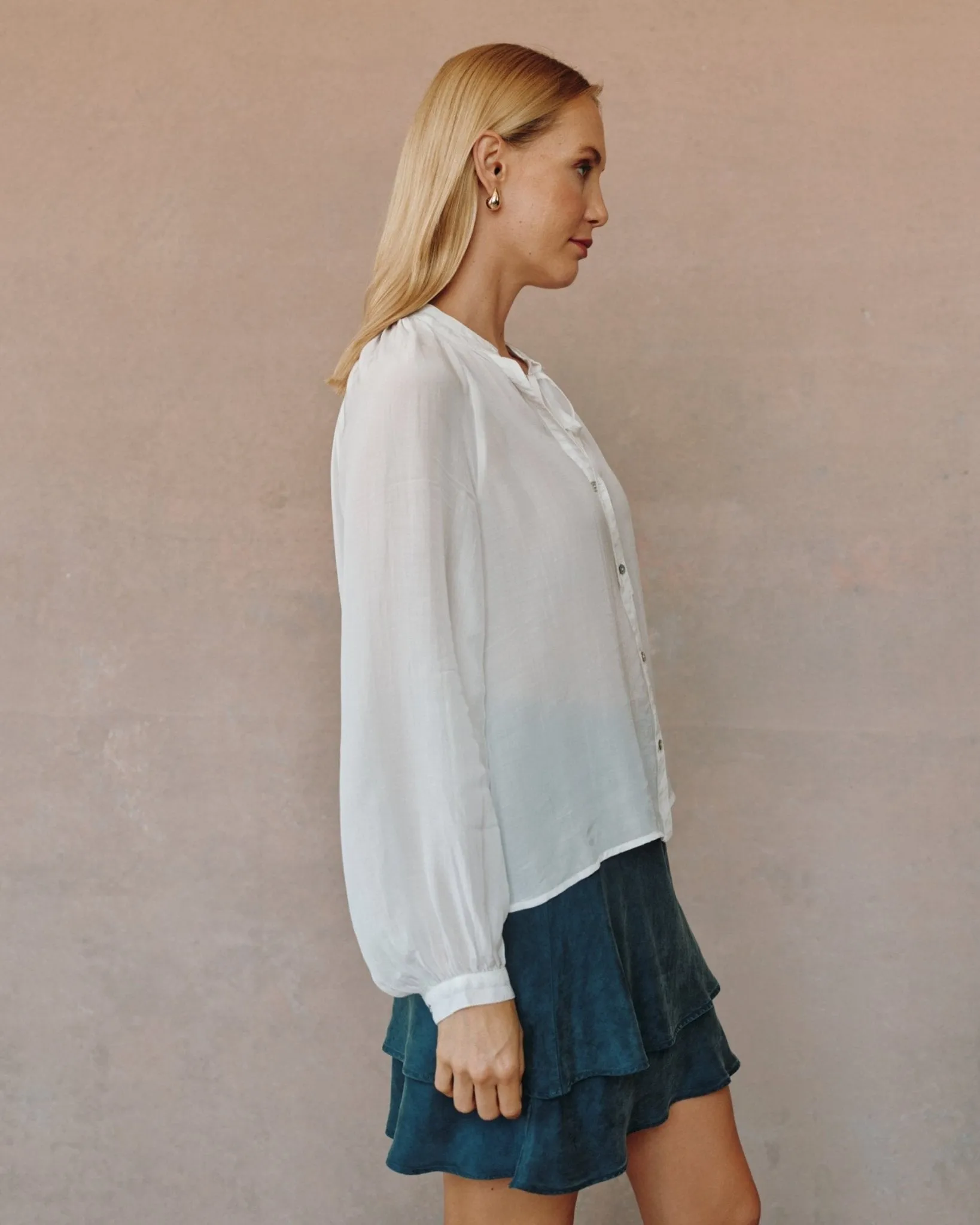 Full Sleeve Raglan Button Down - Sheer Ivory sold by Bella Dahl product image thumbnail 4