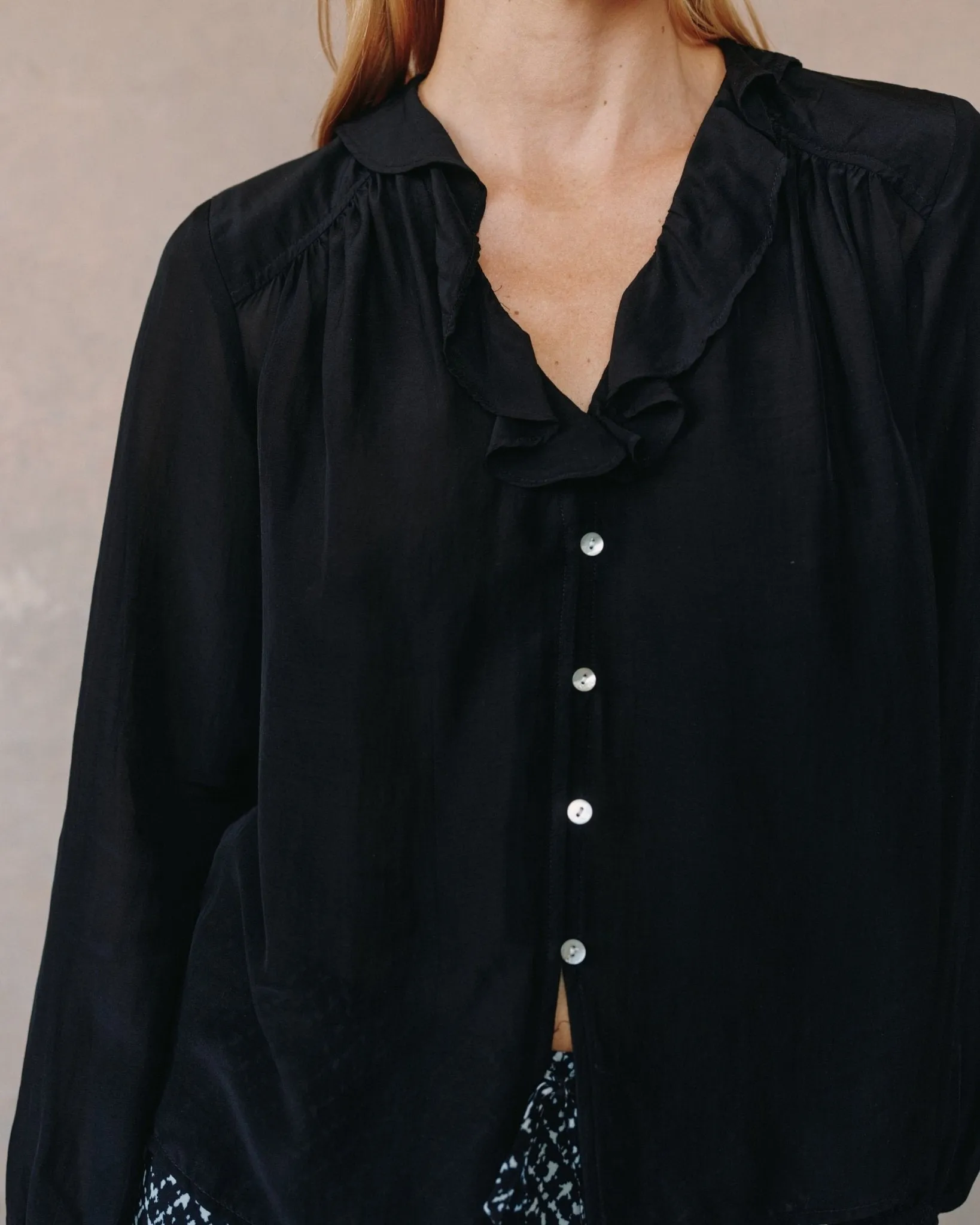 Raglan Ruffle Blouse - Black sold by Bella Dahl product image thumbnail 3