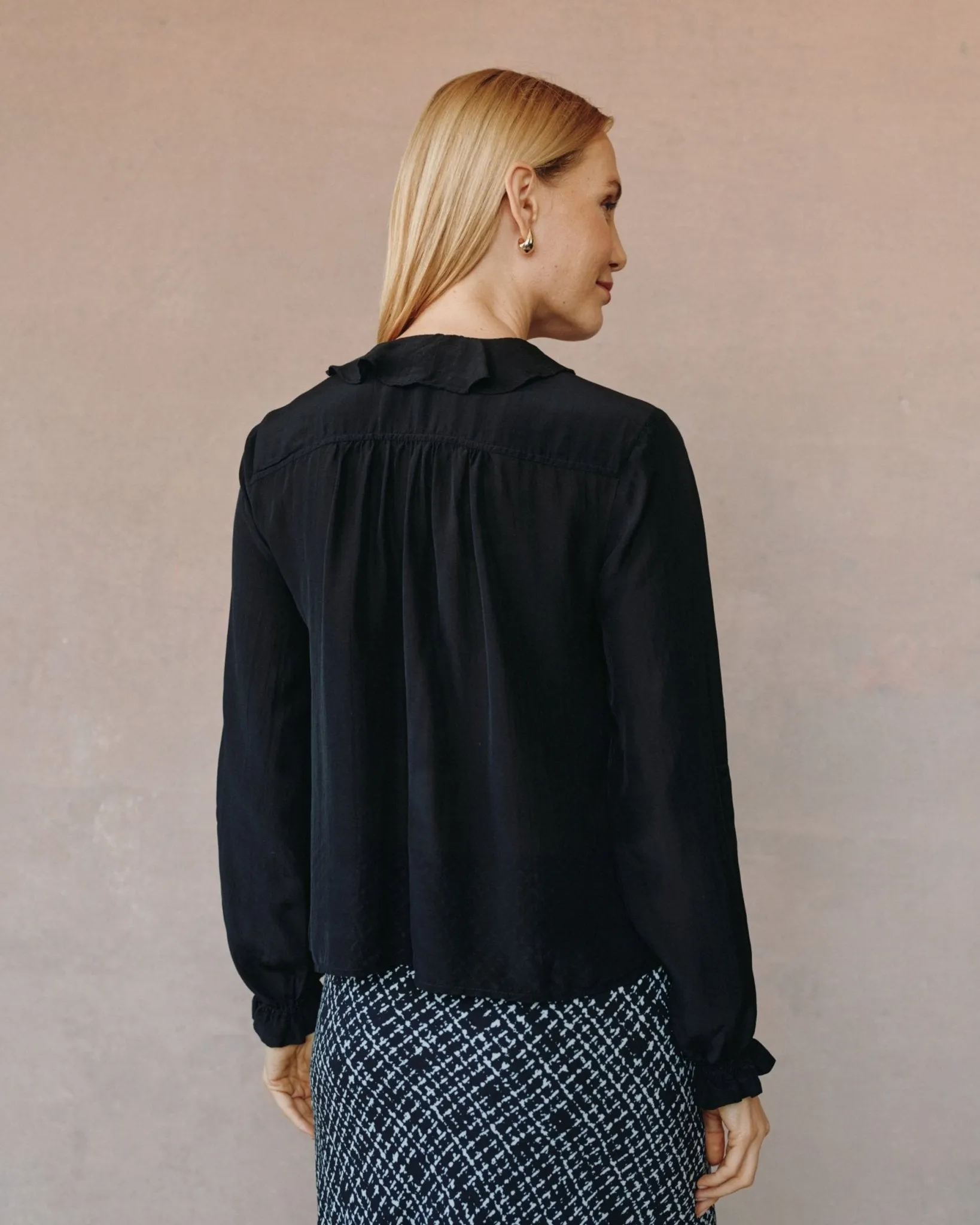 Raglan Ruffle Blouse - Black sold by Bella Dahl product image thumbnail 5