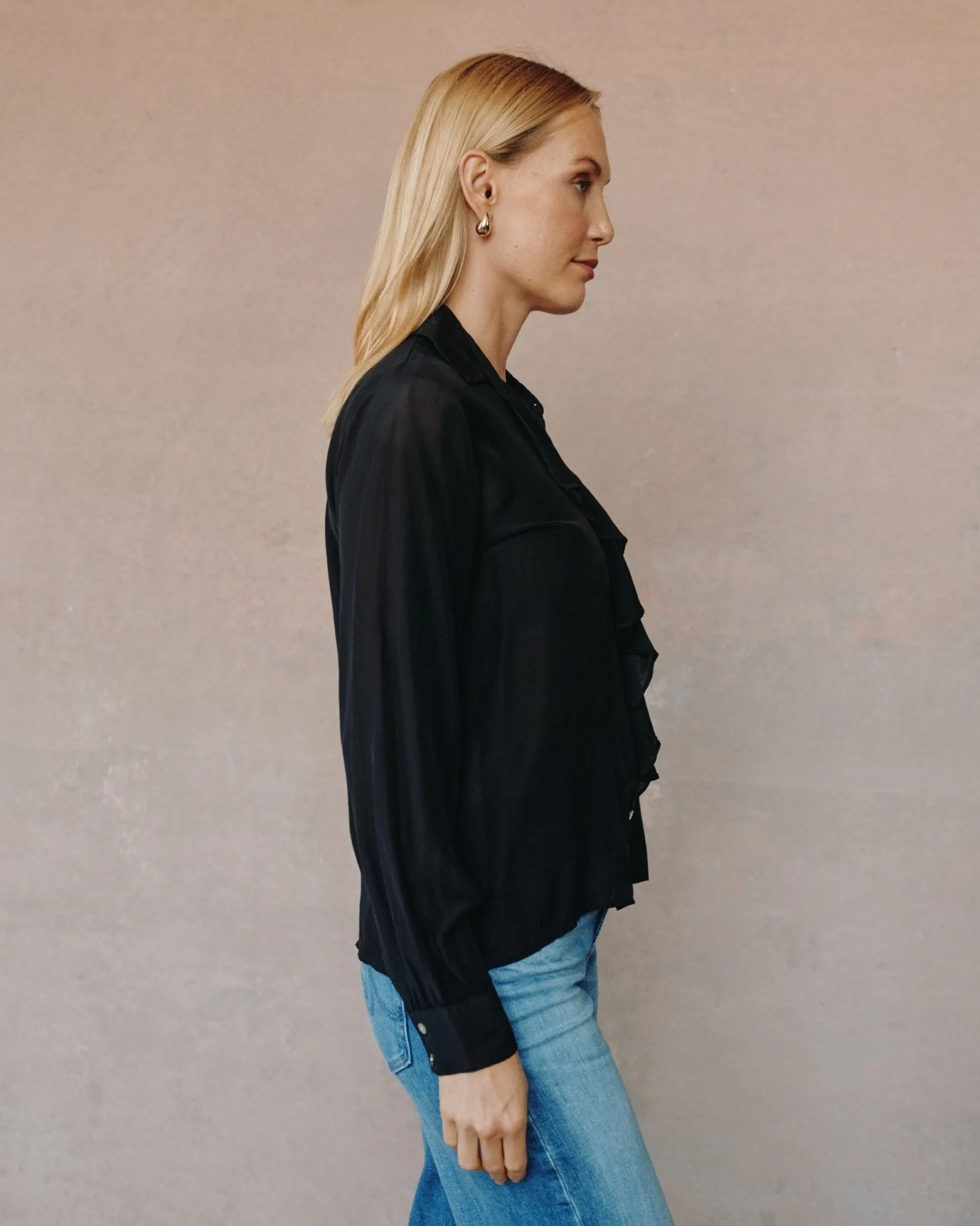Ruffle Front Shirt - Black sold by Bella Dahl product image thumbnail 3