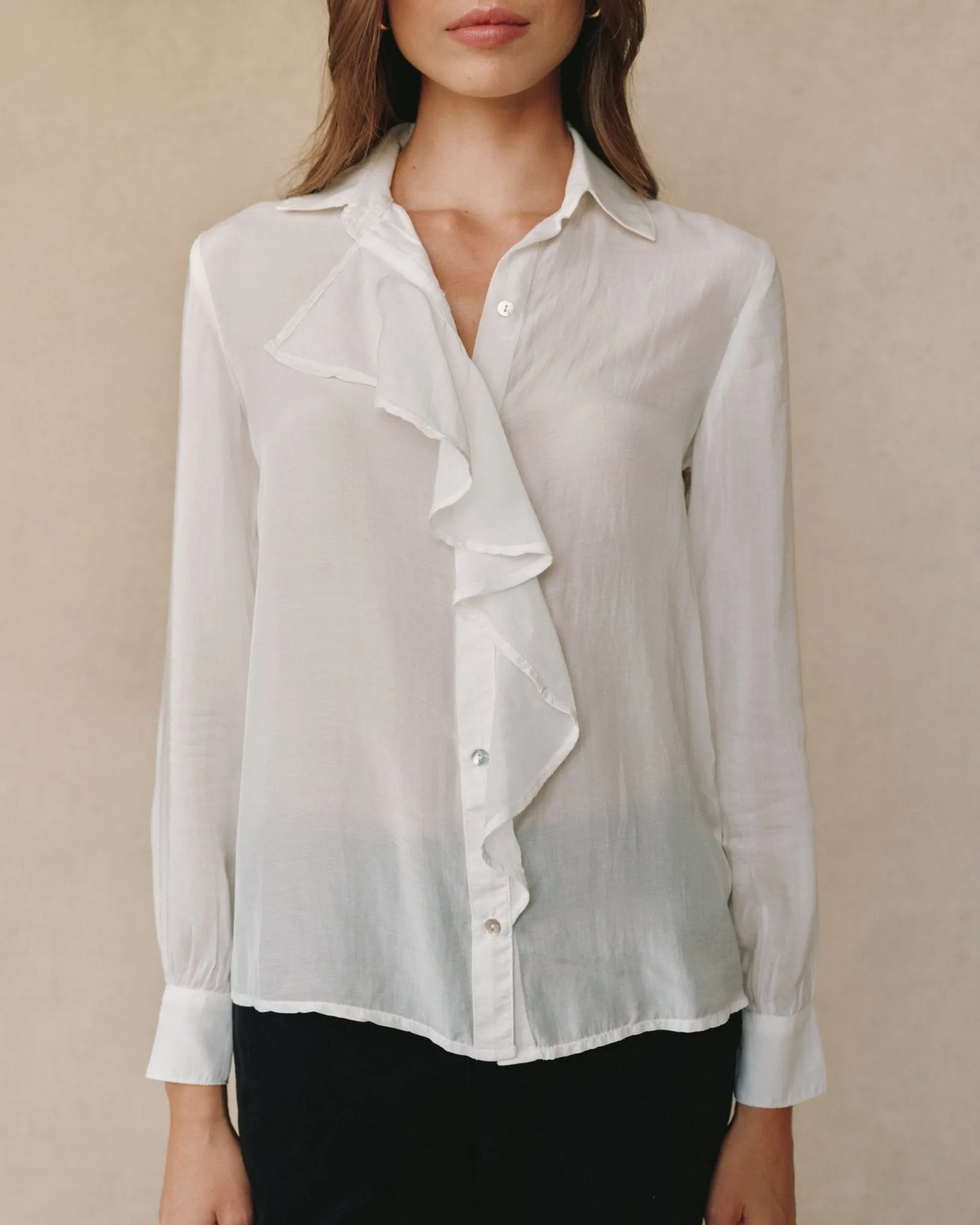 Ruffle Front Shirt - Sheer Ivory sold by Bella Dahl product image thumbnail 3
