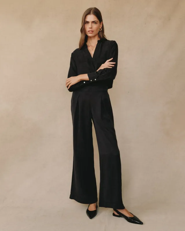 Pull On Inverted Pleat Wide Leg - Black sold by Bella Dahl