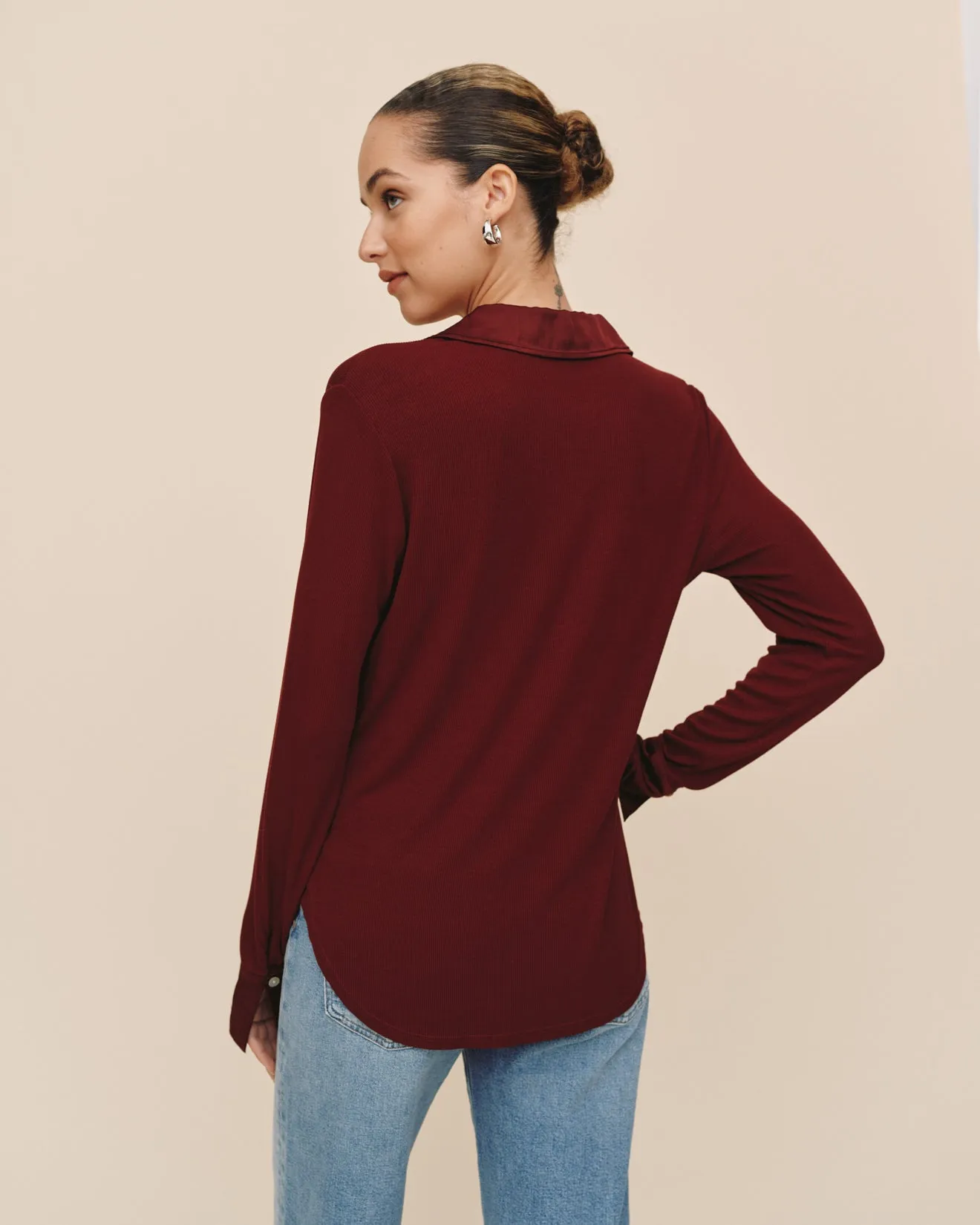 Mixed Button Down - Cabernet Red sold by Bella Dahl product image thumbnail 4