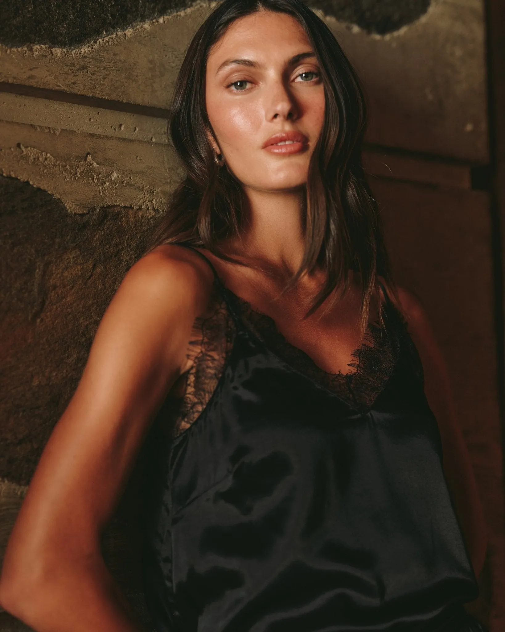 Lace Trim Camisole - Black sold by Bella Dahl