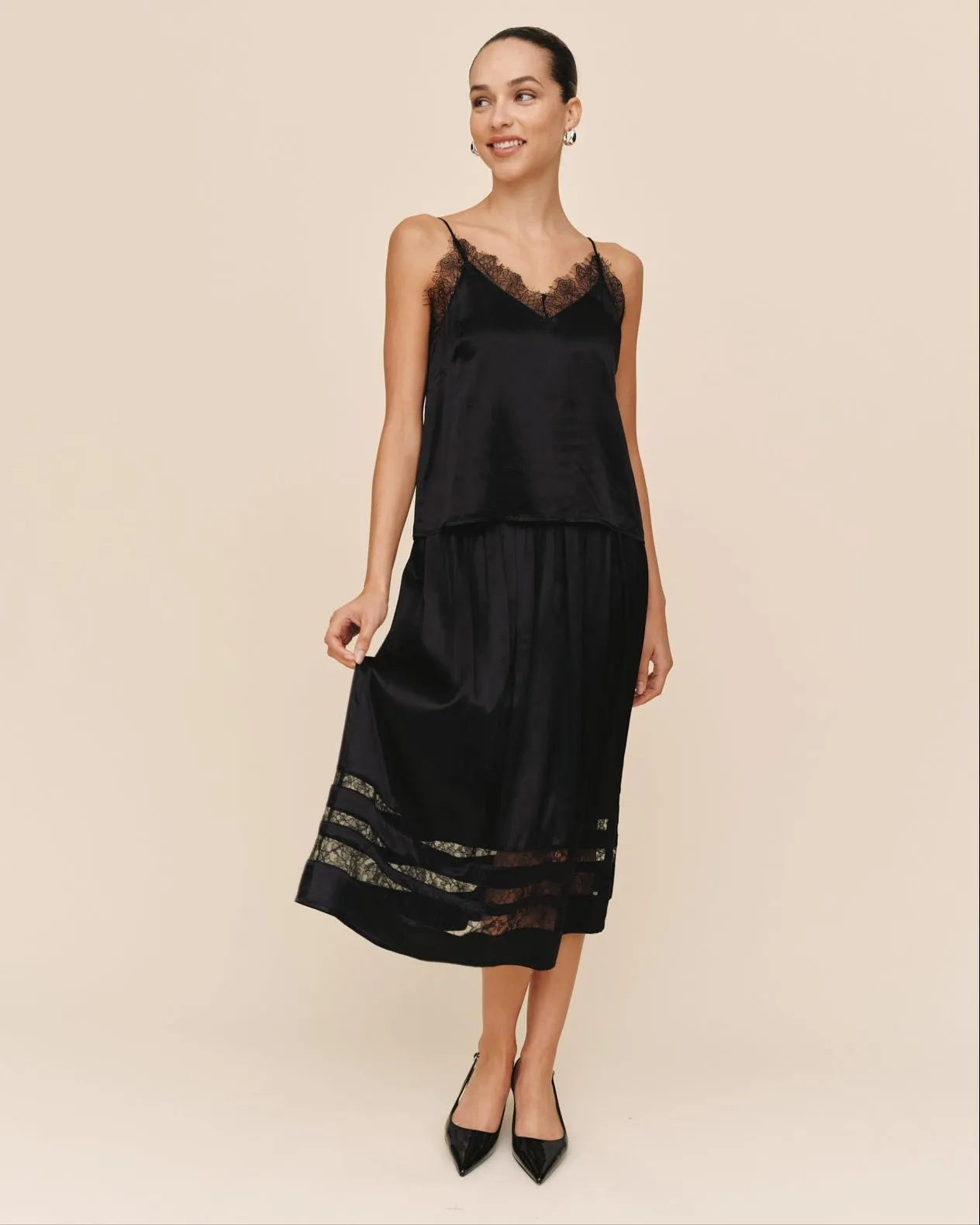 Lace Trim Camisole - Black sold by Bella Dahl product image thumbnail 3
