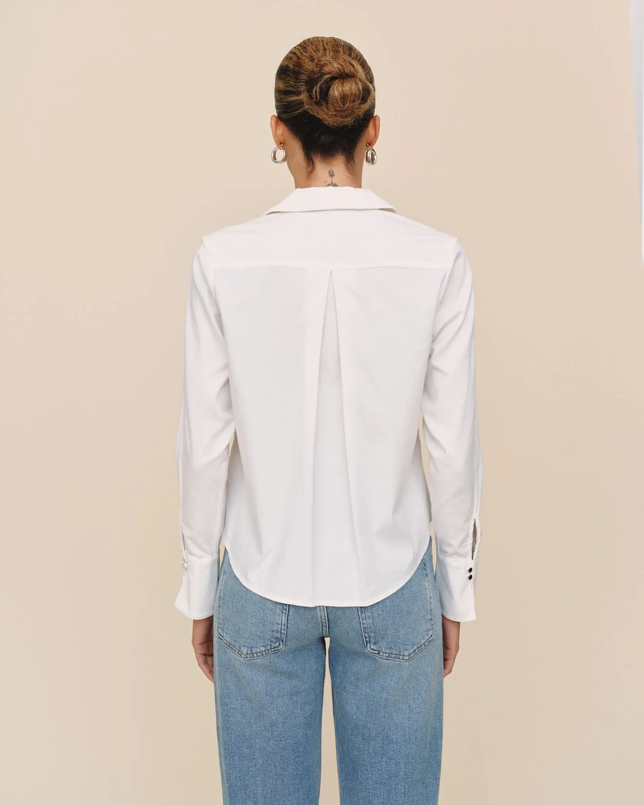 Long Sleeve Zip Front Shirt - White sold by Bella Dahl product image thumbnail 4