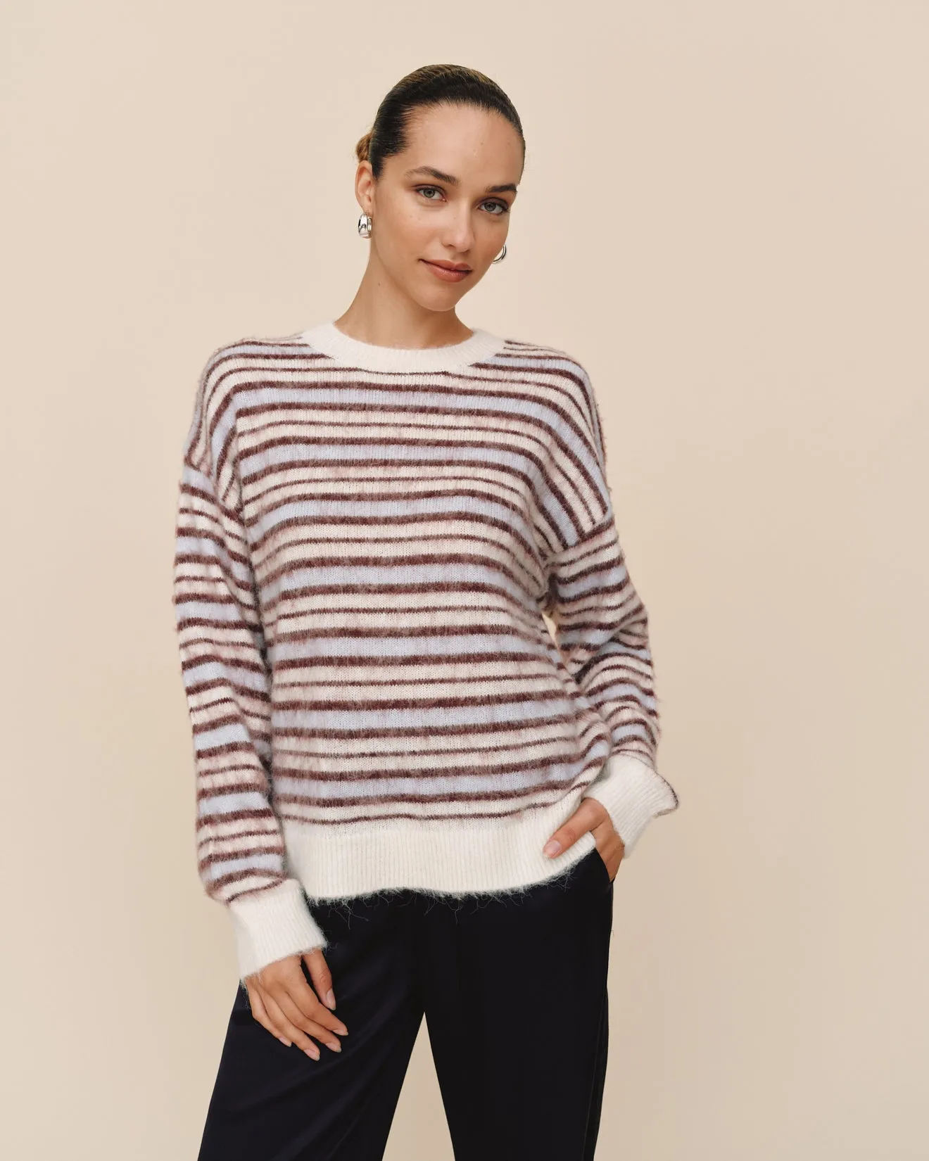 Striped Crew Neck Sweater - Frosty Stripe sold by Bella Dahl product image thumbnail 3