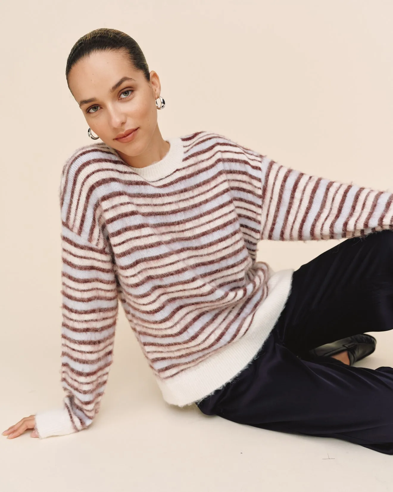 Striped Crew Neck Sweater - Frosty Stripe sold by Bella Dahl product image thumbnail 2