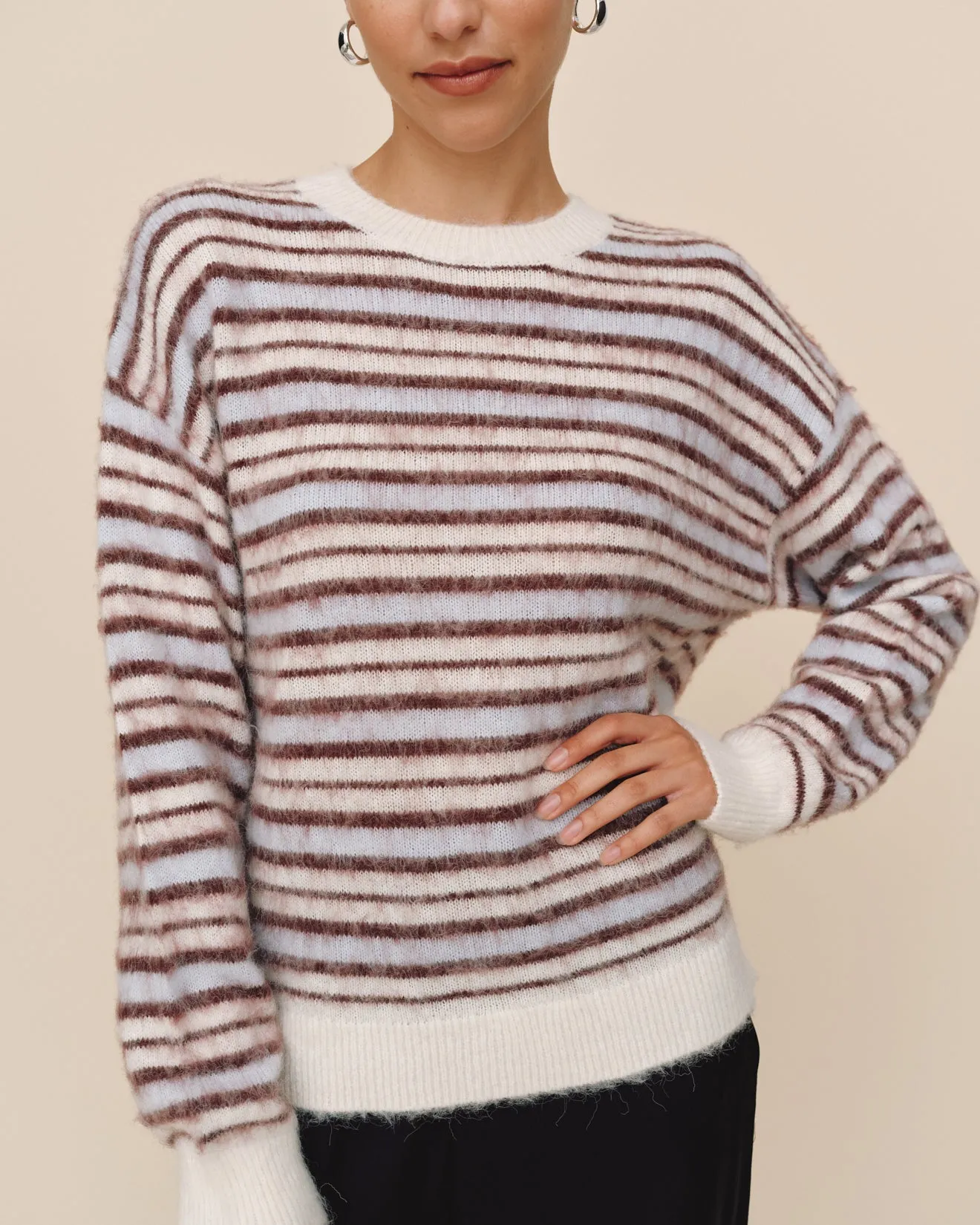 Striped Crew Neck Sweater - Frosty Stripe sold by Bella Dahl product image thumbnail 4