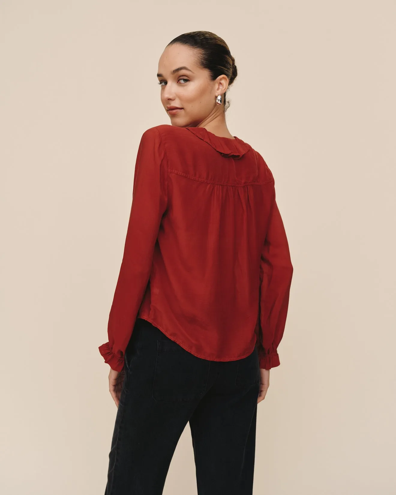 Raglan Ruffle Blouse - Warm Brandy sold by Bella Dahl product image thumbnail 4