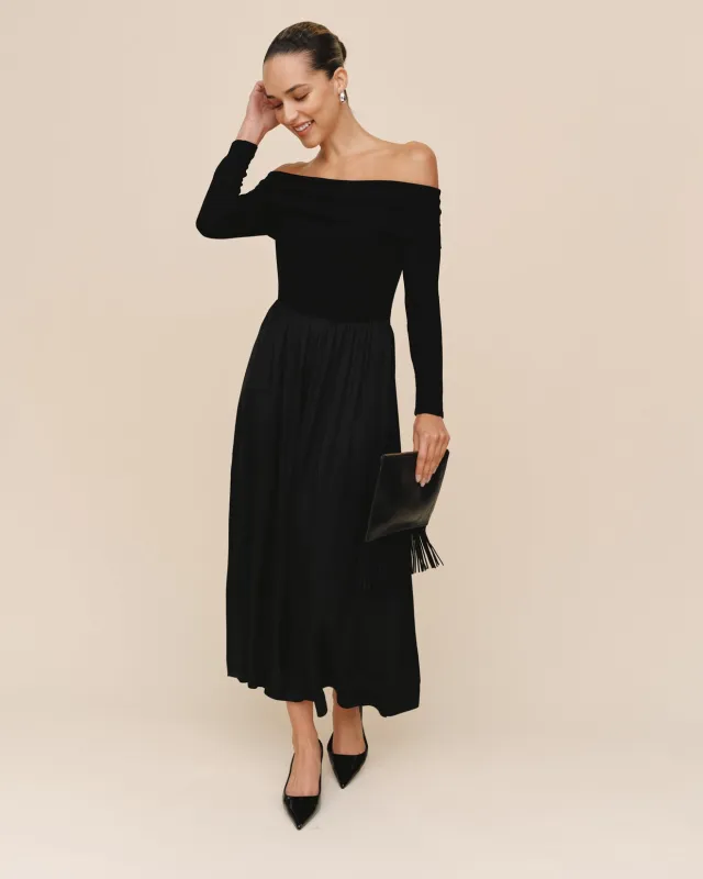 Off Shoulder Dress - Black sold by Bella Dahl