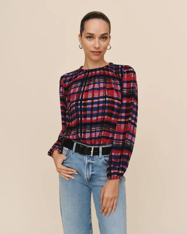 Elastic Shirred Top - Winter Plaid Print sold by Bella Dahl