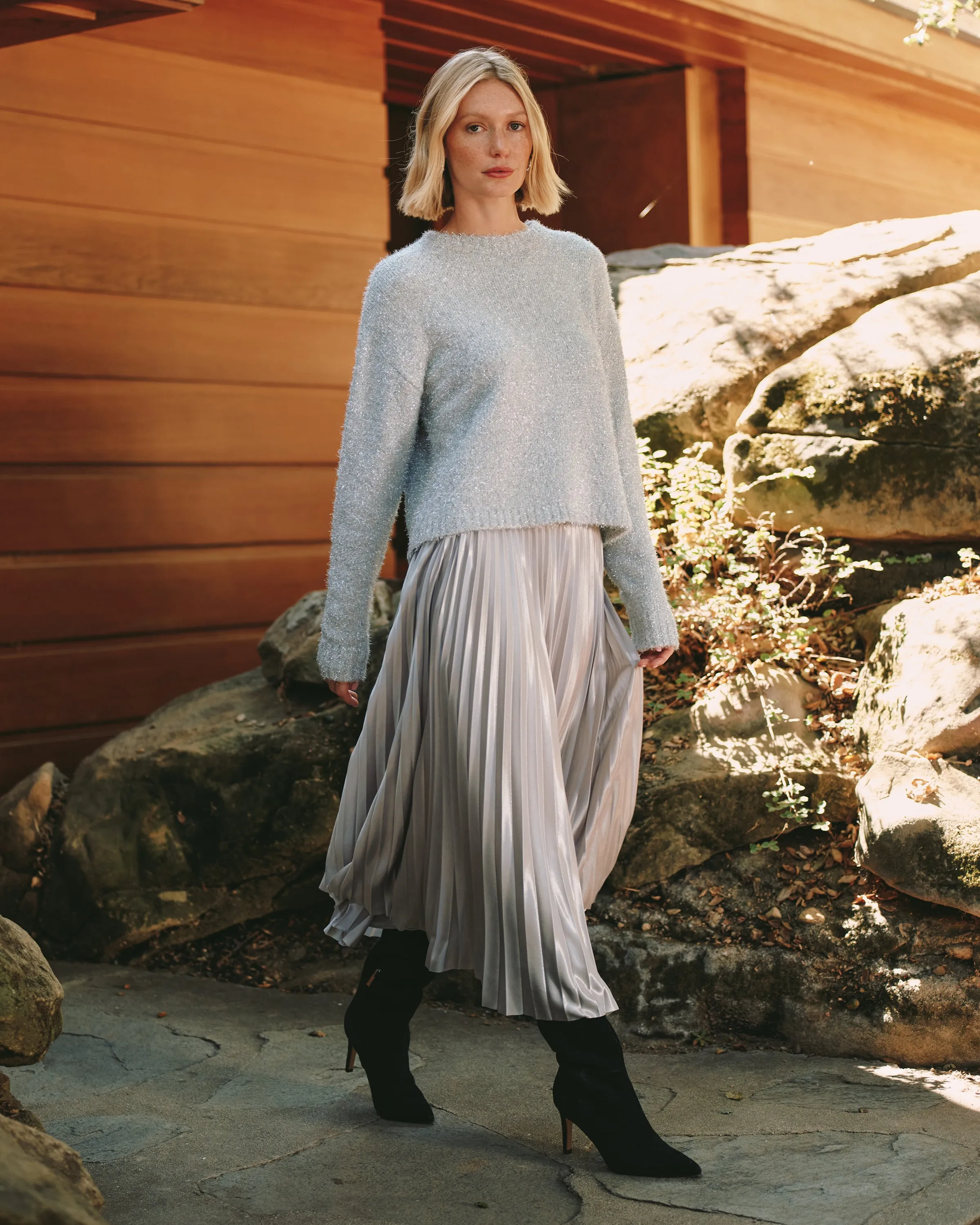 Pleated Skirt - Silver Shimmer sold by Bella Dahl