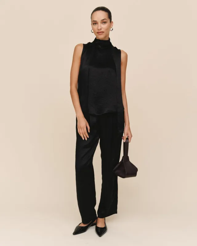 Scarf Neck Blouse - Black sold by Bella Dahl