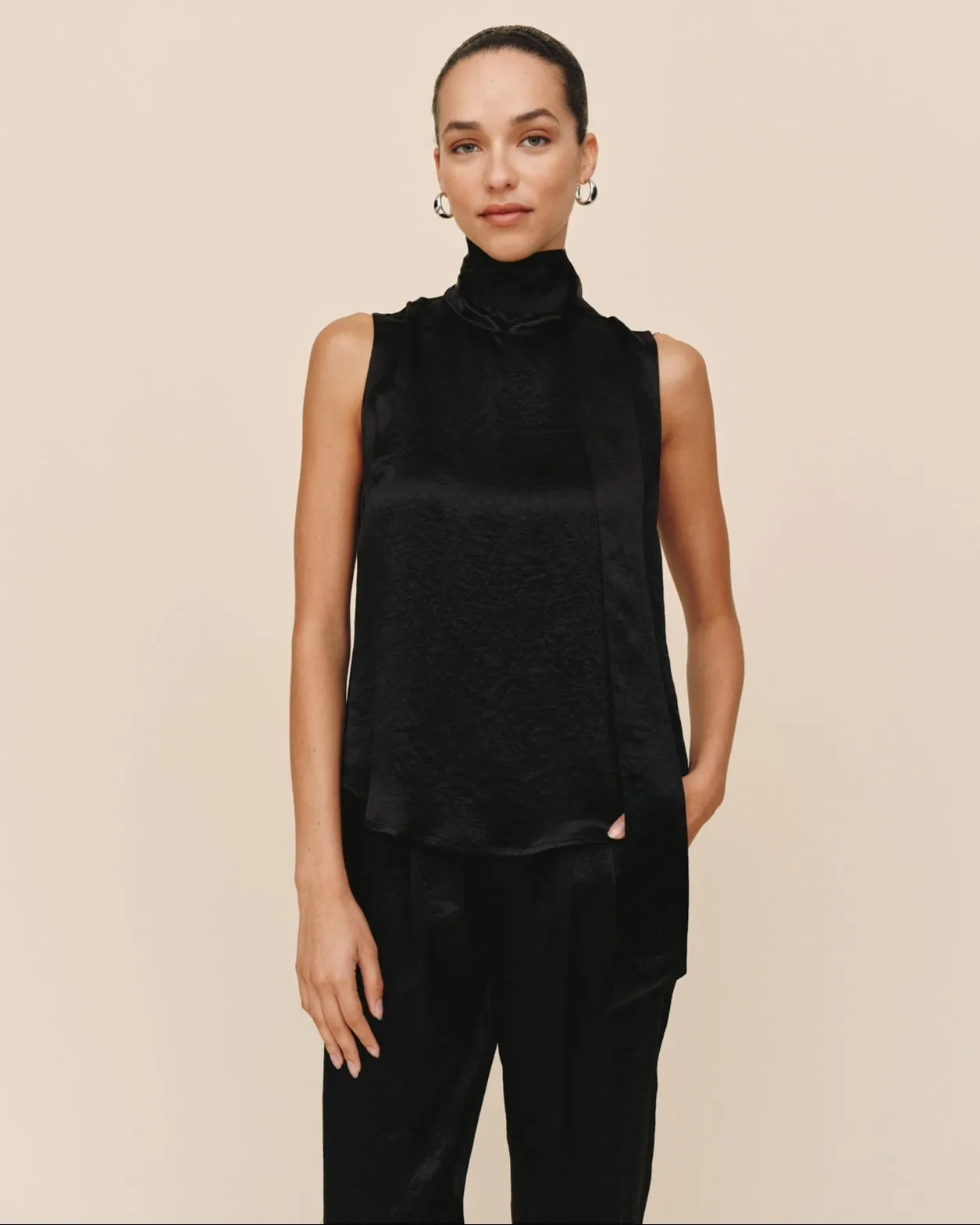 Scarf Neck Blouse - Black sold by Bella Dahl product image thumbnail 2