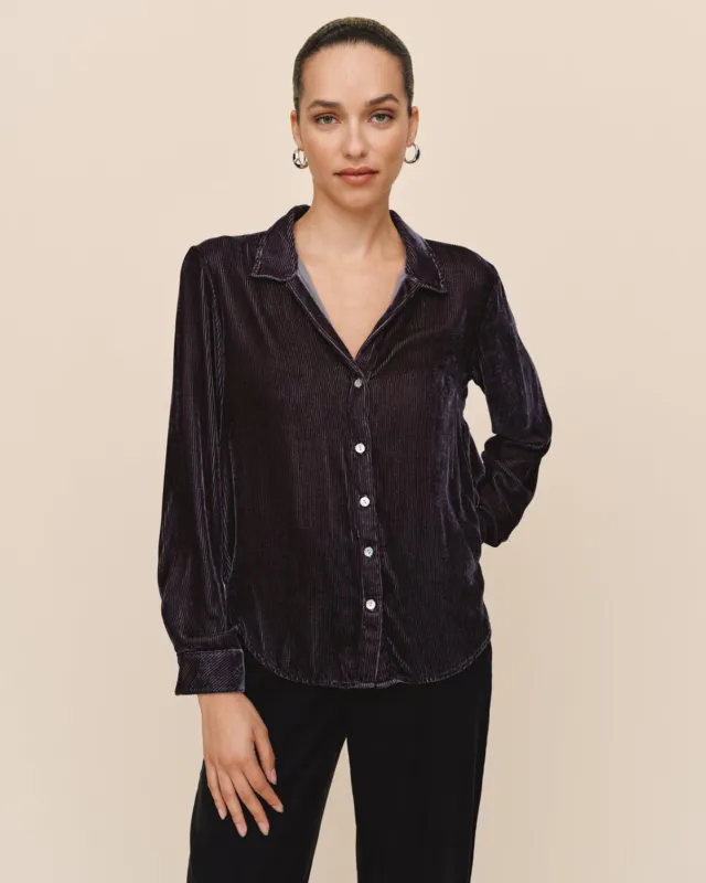 Long Sleeve Rib Clean Shirt - Arctic Smoke sold by Bella Dahl