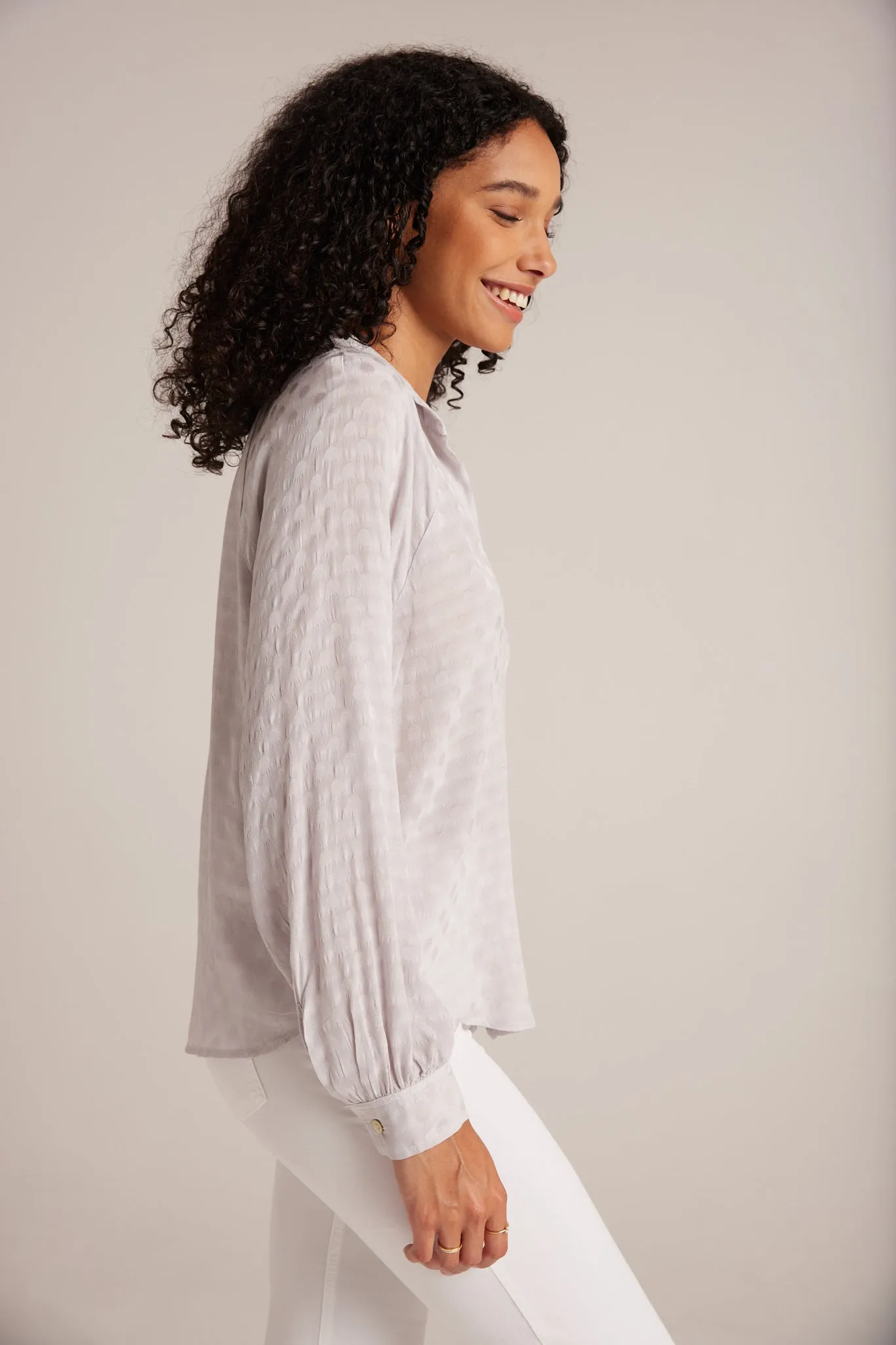 Round Hem Bishop Sleeve Shirt - Silver Pearl sold by Bella Dahl product image thumbnail 3