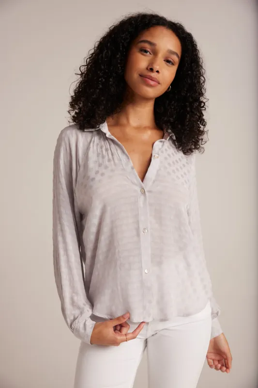 Round Hem Bishop Sleeve Shirt - Silver Pearl sold by Bella Dahl