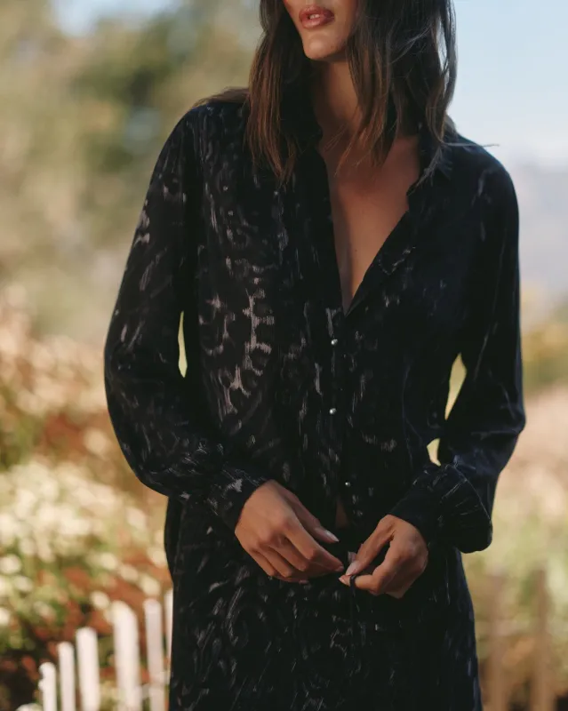 Fitted Button Down - Black Paisley sold by Bella Dahl