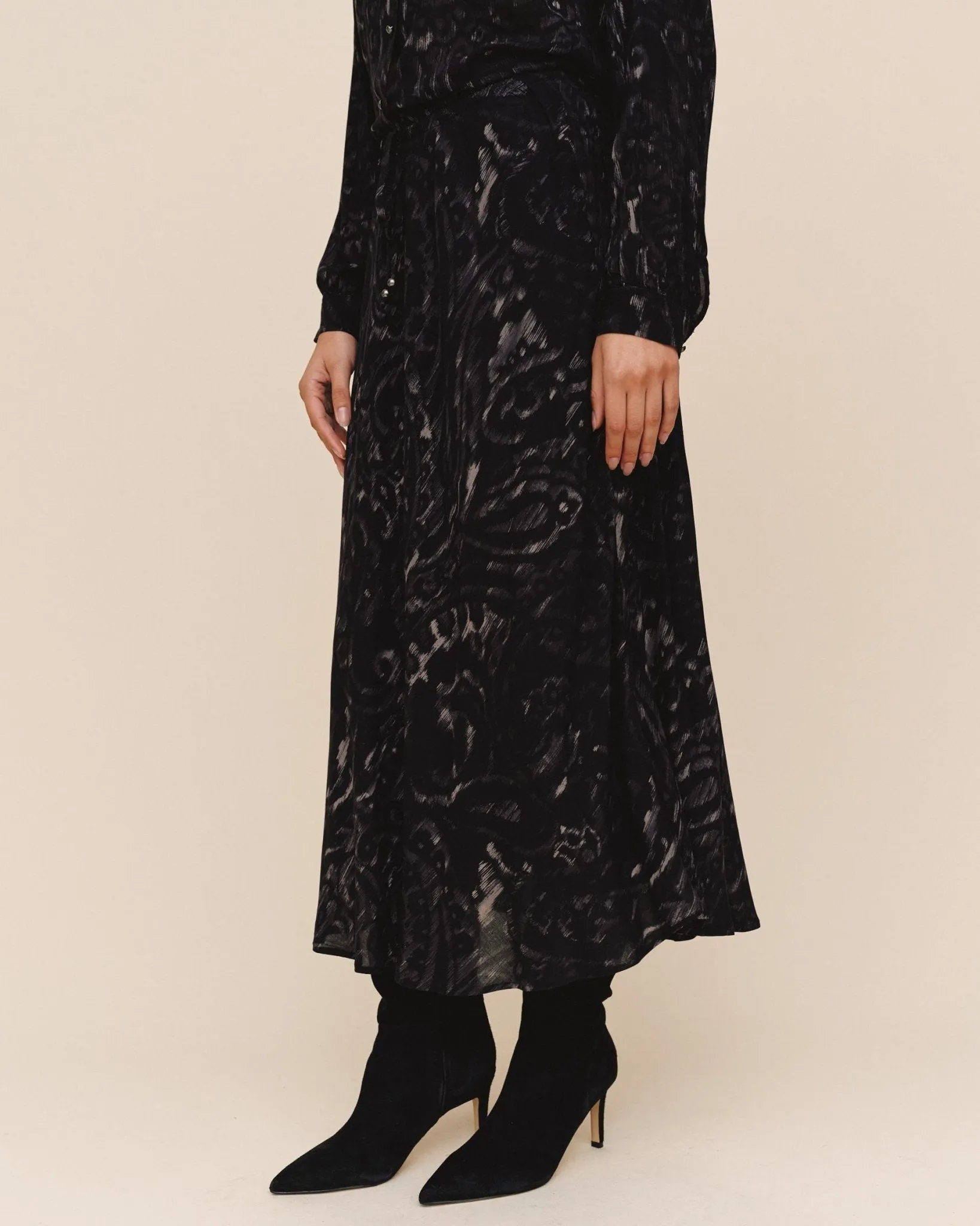 Bias Full Skirt With Tie - Black Paisley sold by Bella Dahl product image thumbnail 4