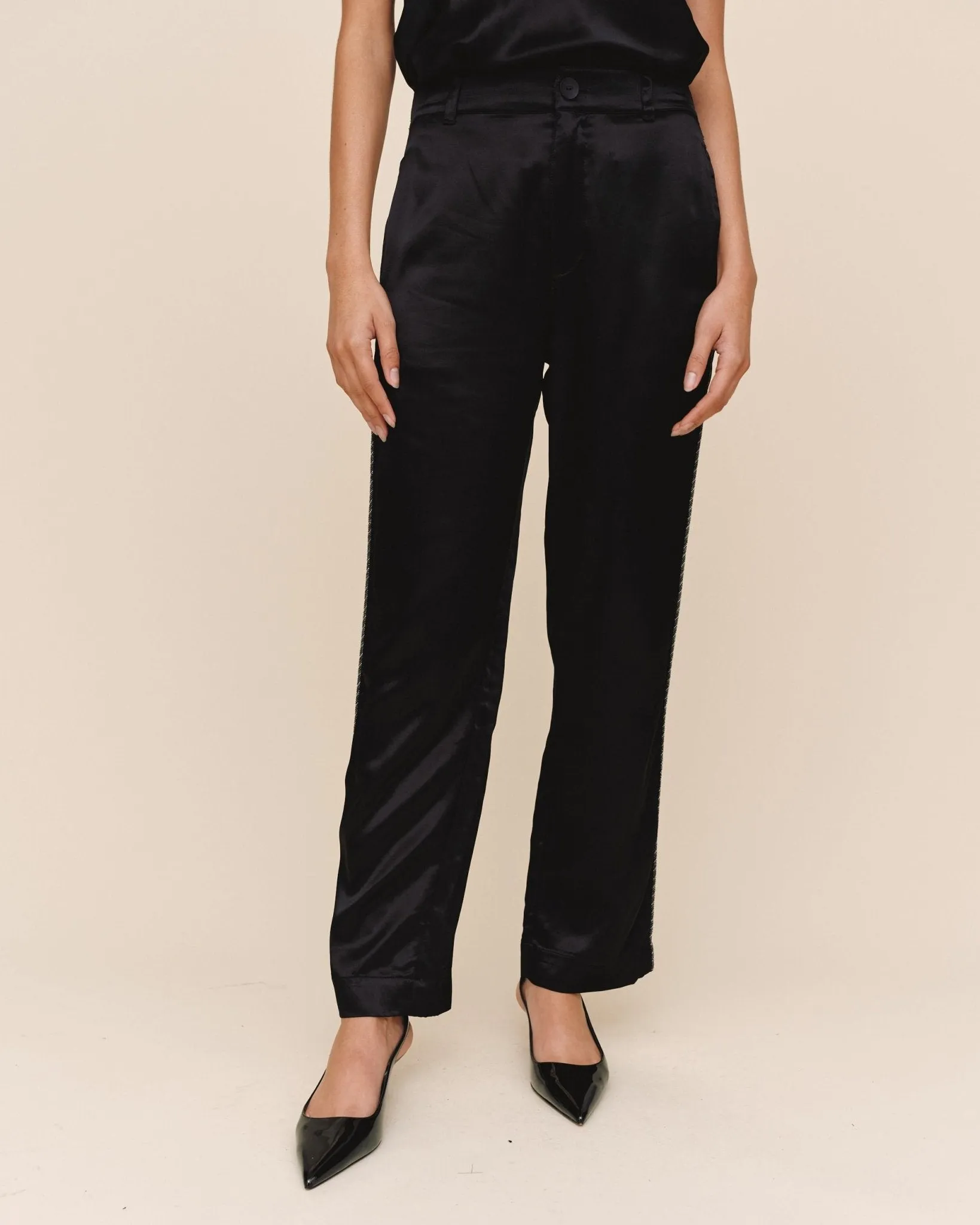 Trouser With Beaded Piping - Black sold by Bella Dahl product image thumbnail 2