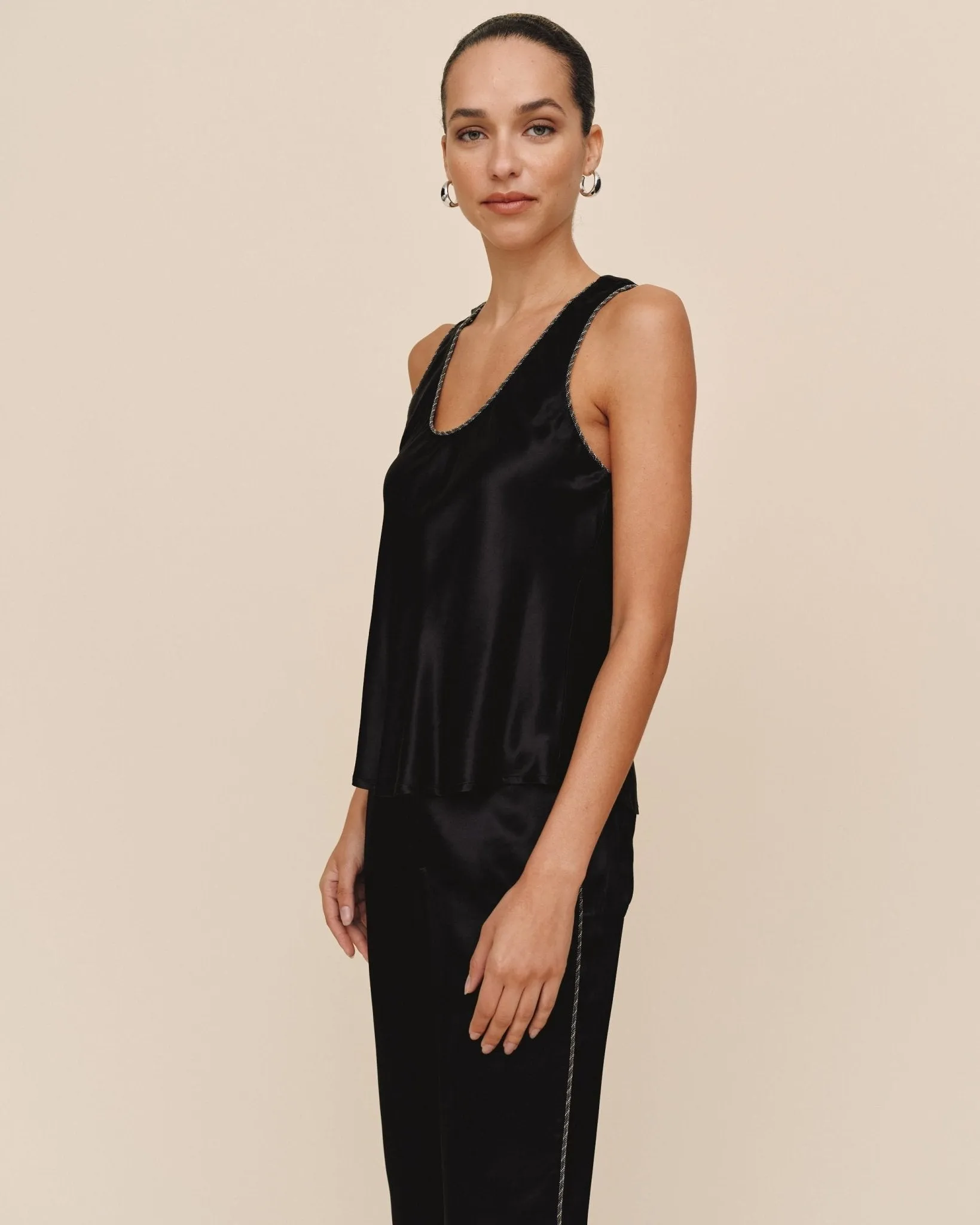 Beaded Trim Tank - Black sold by Bella Dahl product image thumbnail 4