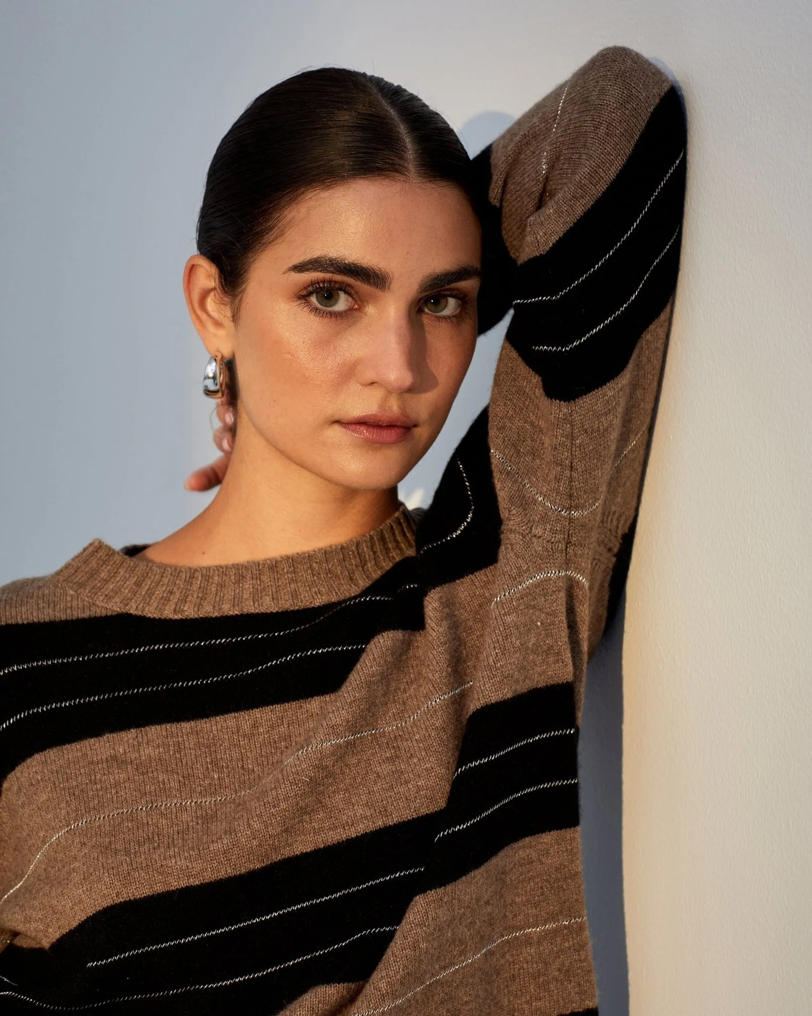 Fitted Crew Sweater - Frappe Stripe sold by Bella Dahl