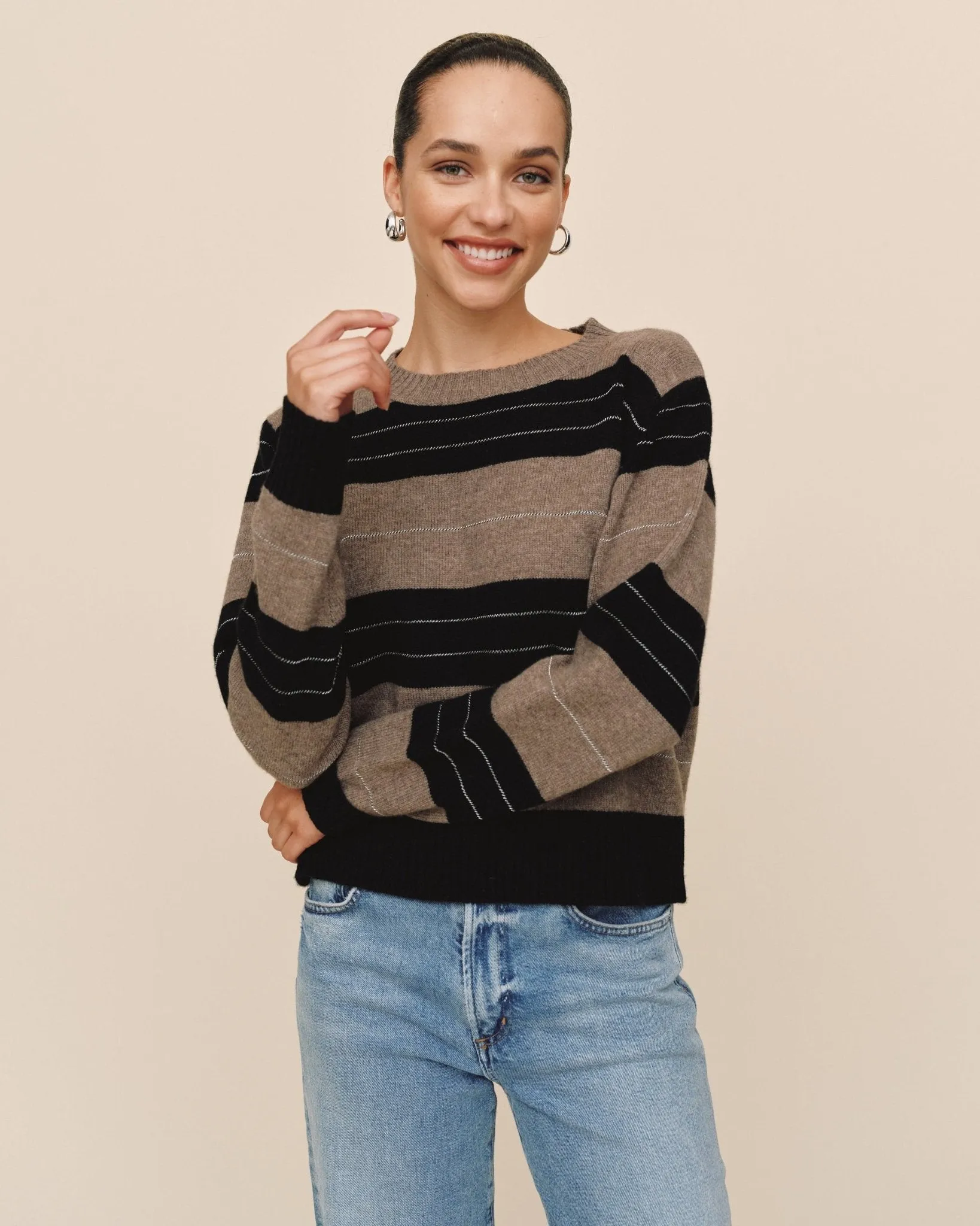 Fitted Crew Sweater - Frappe Stripe sold by Bella Dahl product image thumbnail 3