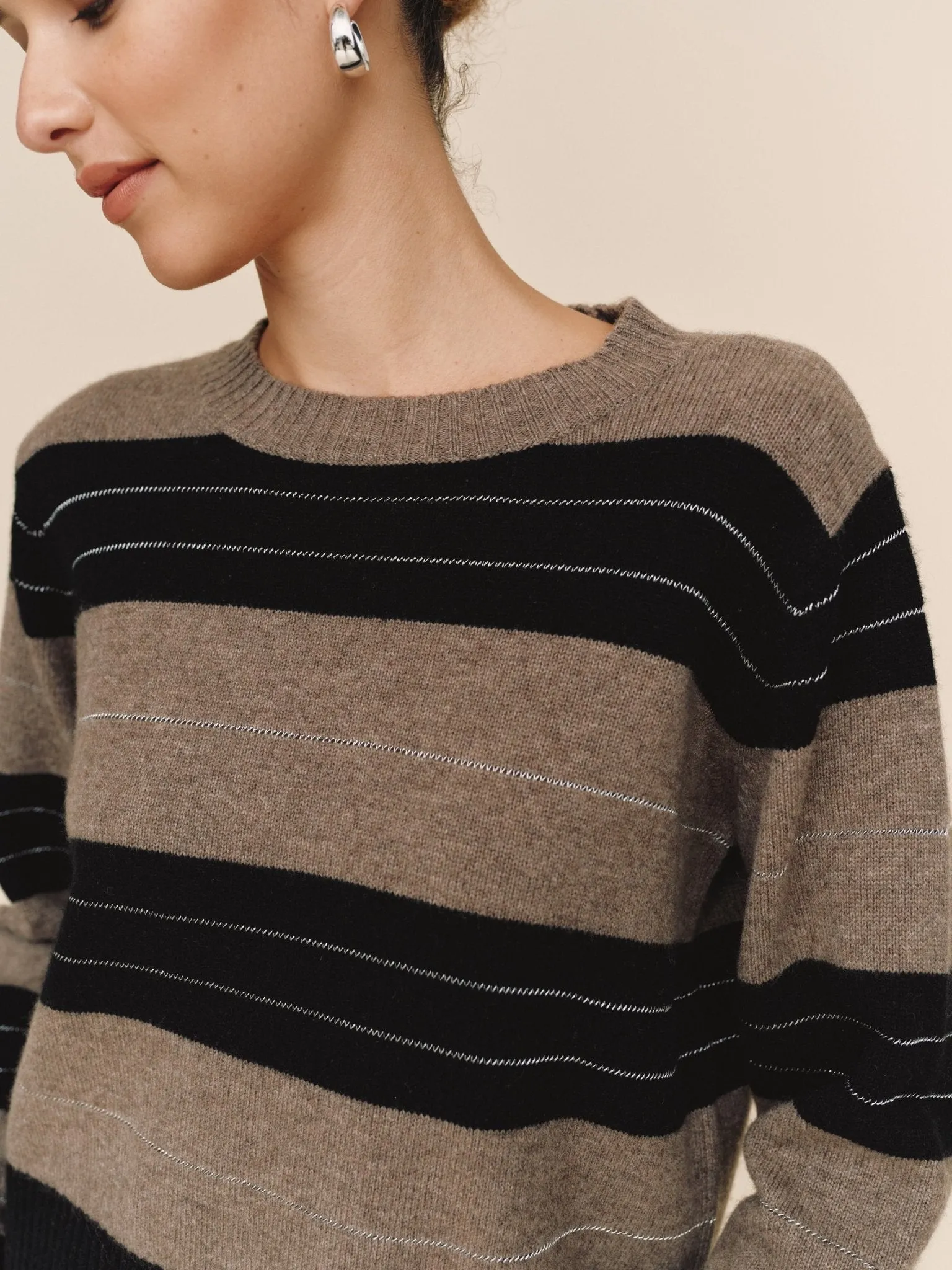 Fitted Crew Sweater - Frappe Stripe sold by Bella Dahl product image thumbnail 4