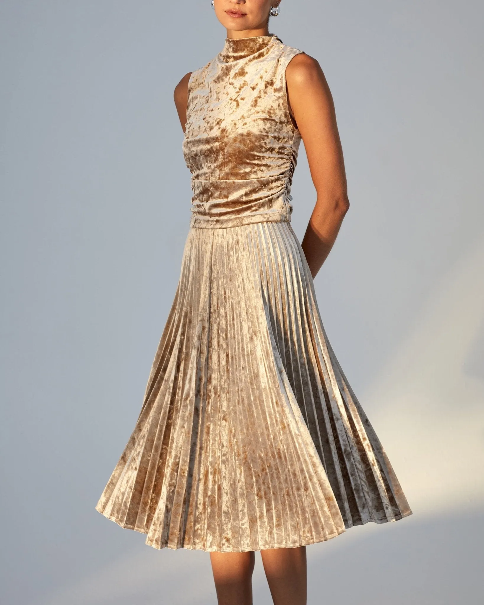 Sleeveless Shirred Top - Mocha Softee sold by Bella Dahl