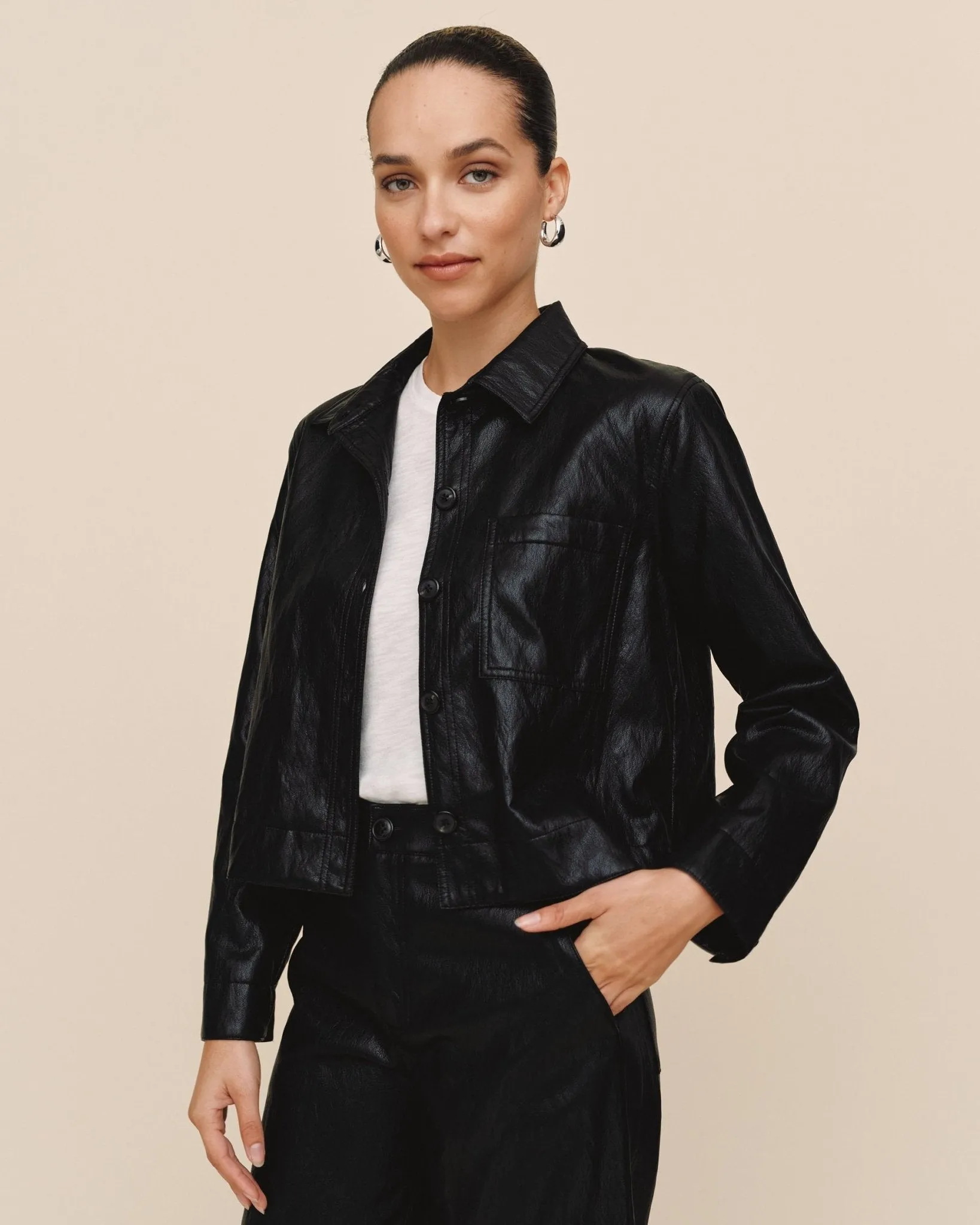Crop Pocket Button Down - Black sold by Bella Dahl product image thumbnail 3