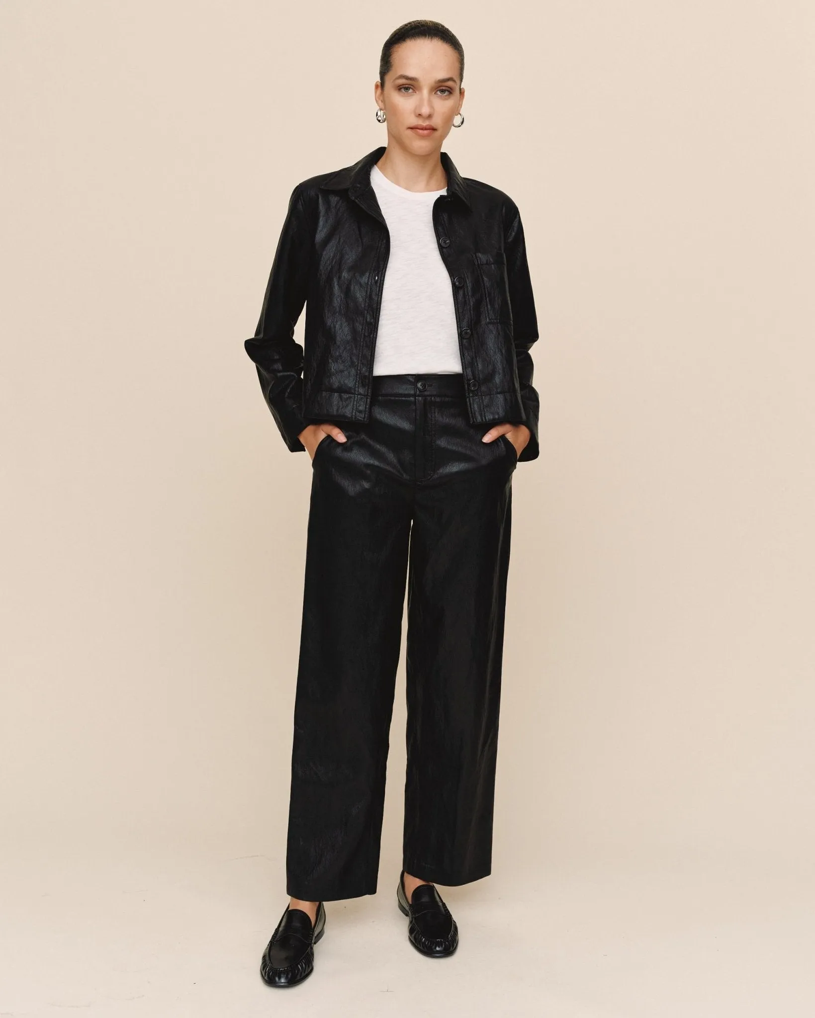 Crop Pocket Button Down - Black sold by Bella Dahl