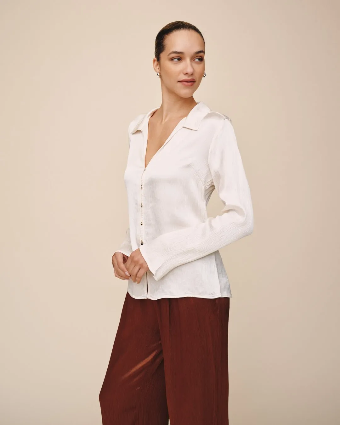 Fitted Bell Sleeve Shirt - Ivory sold by Bella Dahl product image thumbnail 4