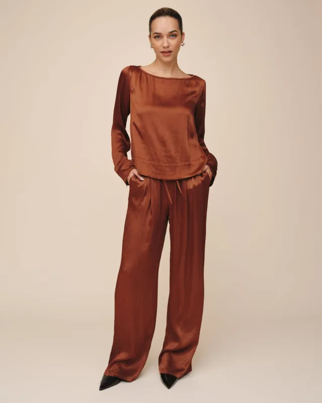Long Sleeve Split Back Pullover - Molten Bronze sold by Bella Dahl