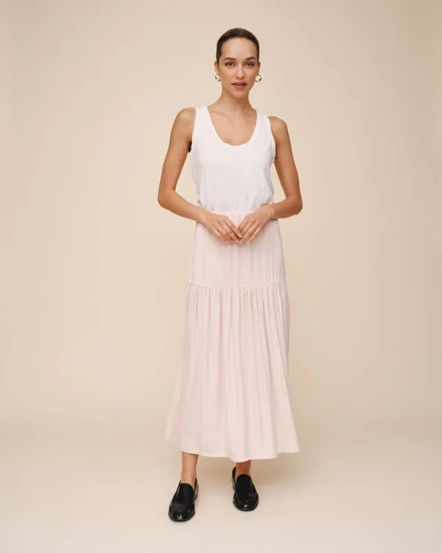 Dropped Waist Ruffle Maxi Skirt - Cherry Blossom sold by Bella Dahl