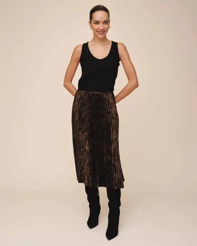 Pleated Skirt - Micro Leopard sold by Bella Dahl