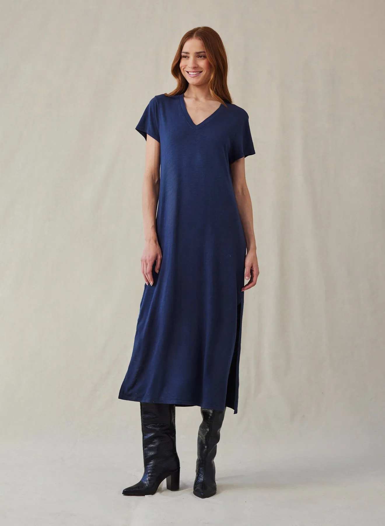 V-Neck Knit Maxi Dress - Endless Sea sold by Bella Dahl
