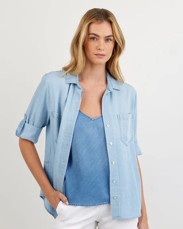 Split Back Button Down - Light Sunspray Wash sold by Bella Dahl