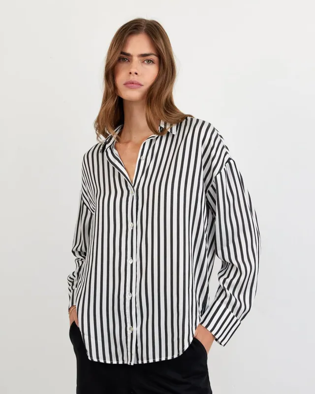 Oversized Button Down - Vintage Black Stripe sold by Bella Dahl