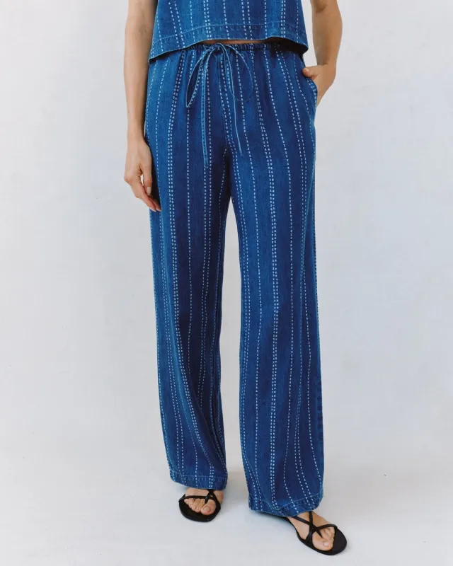 Drawstring Pant - Indigo Stripe sold by Bella Dahl